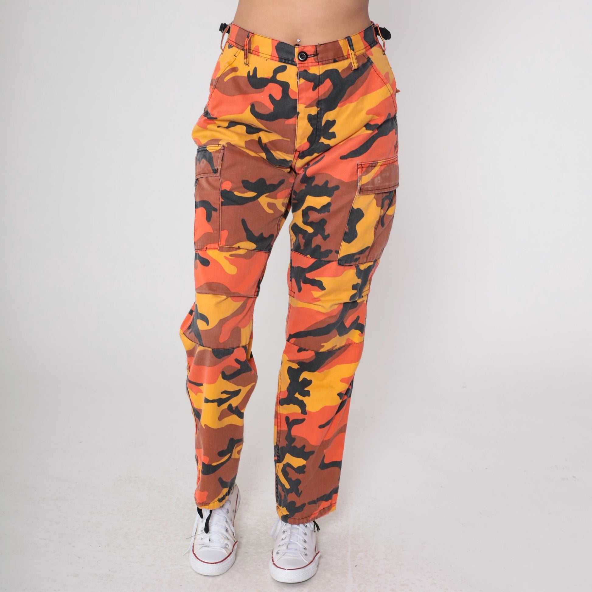 Y2K Orange Camo Cargo Pants Rothco Military Small