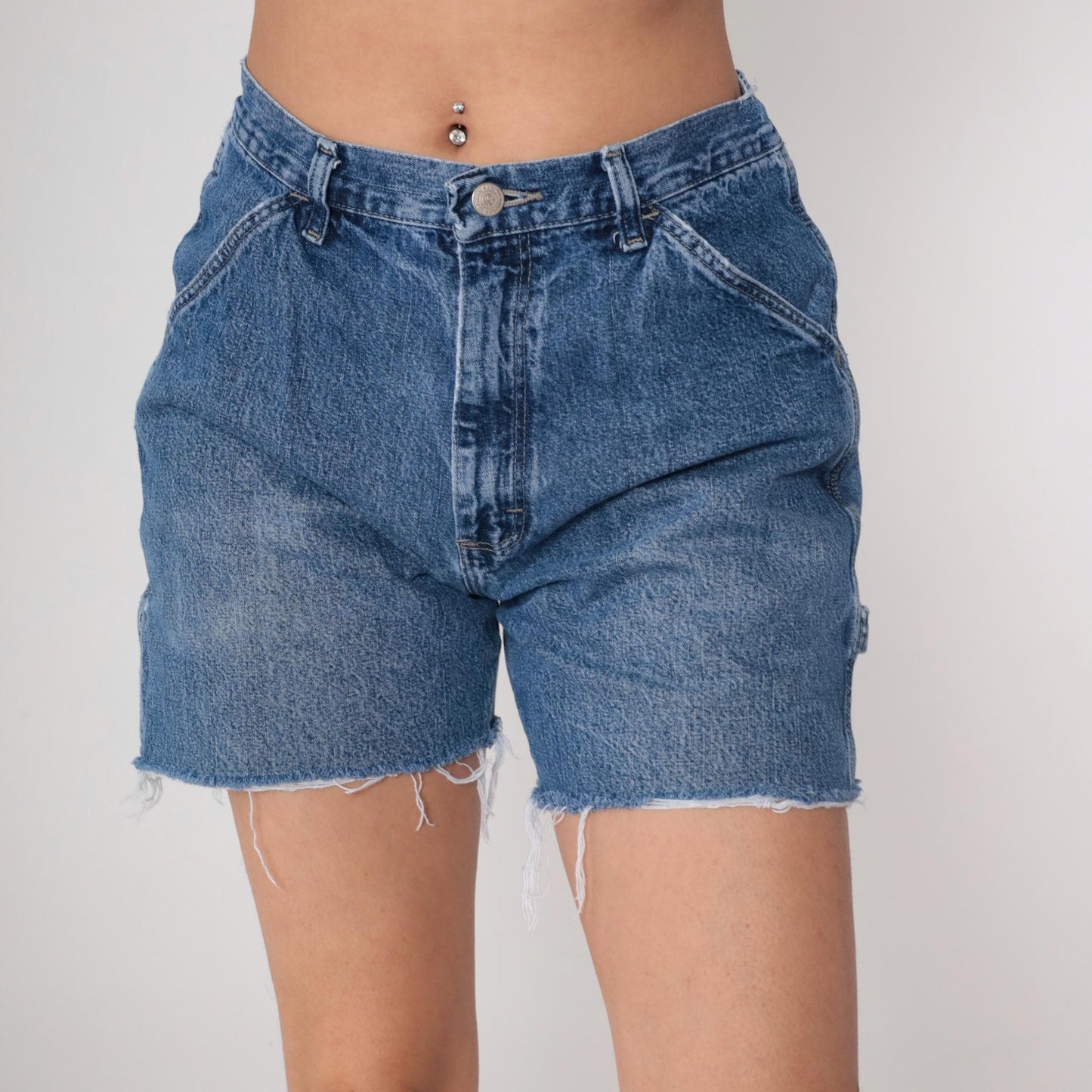 90s Wrangler Denim Cargo Shorts High Waist Blue Jean Medium 30