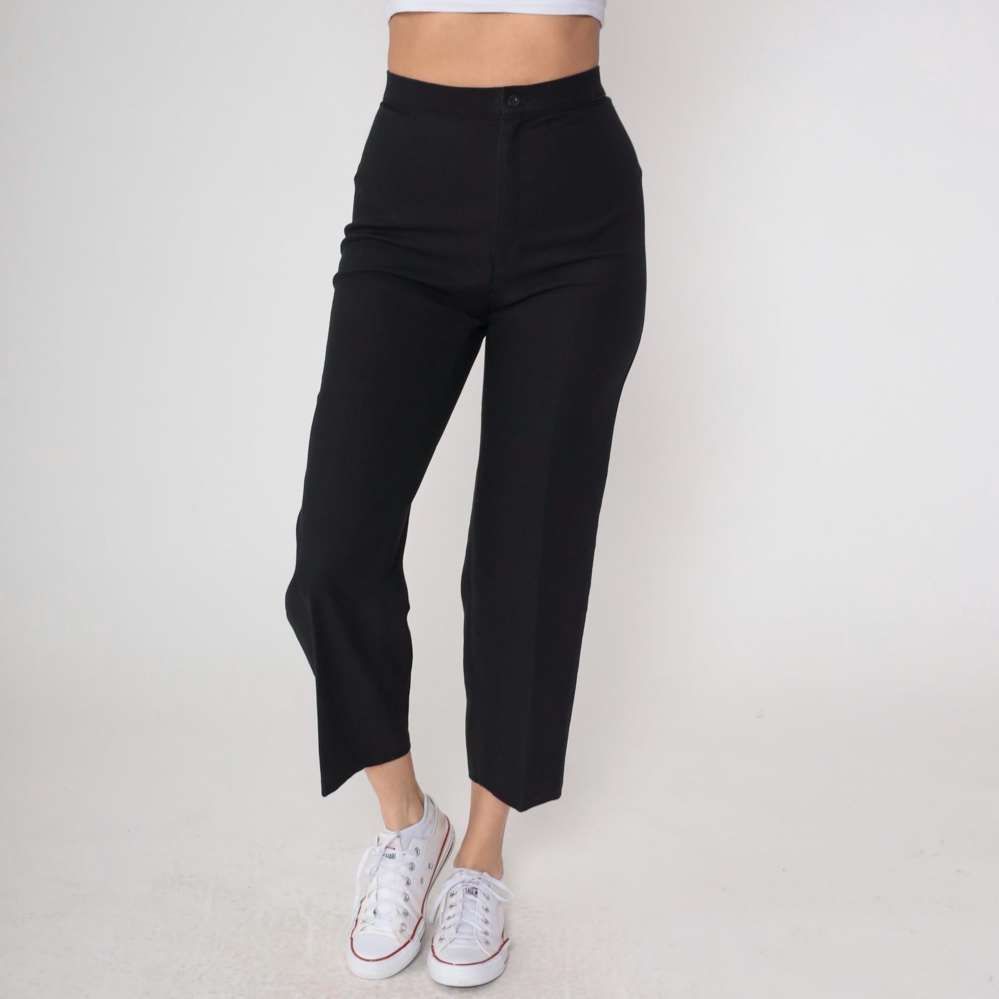 70s Levi's Bend Over Black High-Waist Straight-Leg Trousers Small