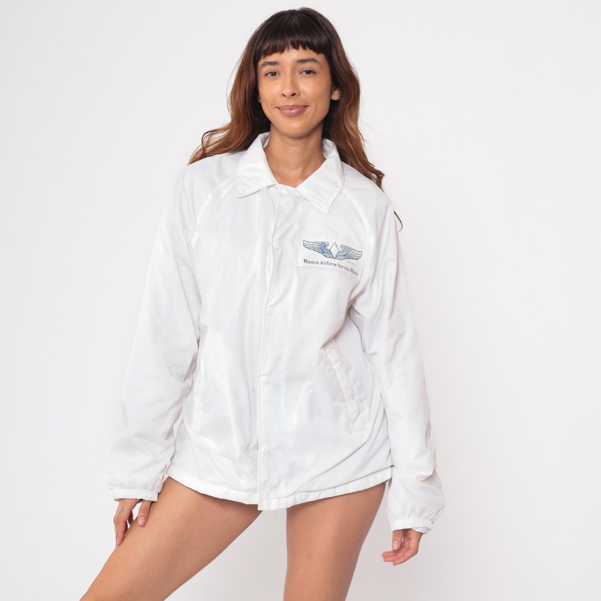 80s WASP Women Airforce Service Pilots Commemorative Windbreaker White Medium