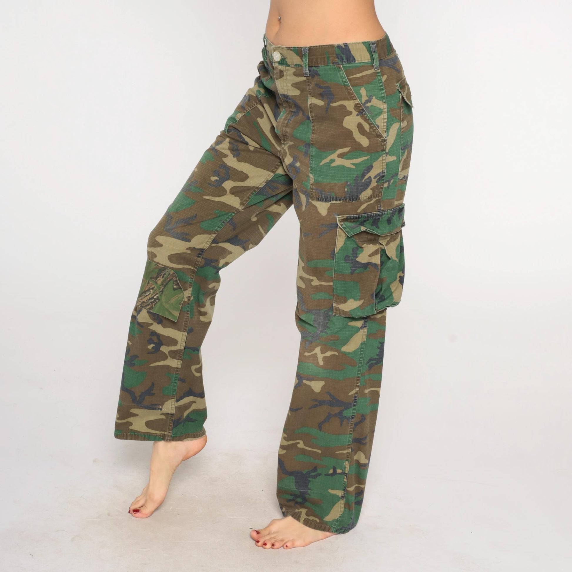 90s Woodland Camo Cargo Pants Military BDU Cotton USA Made Medium