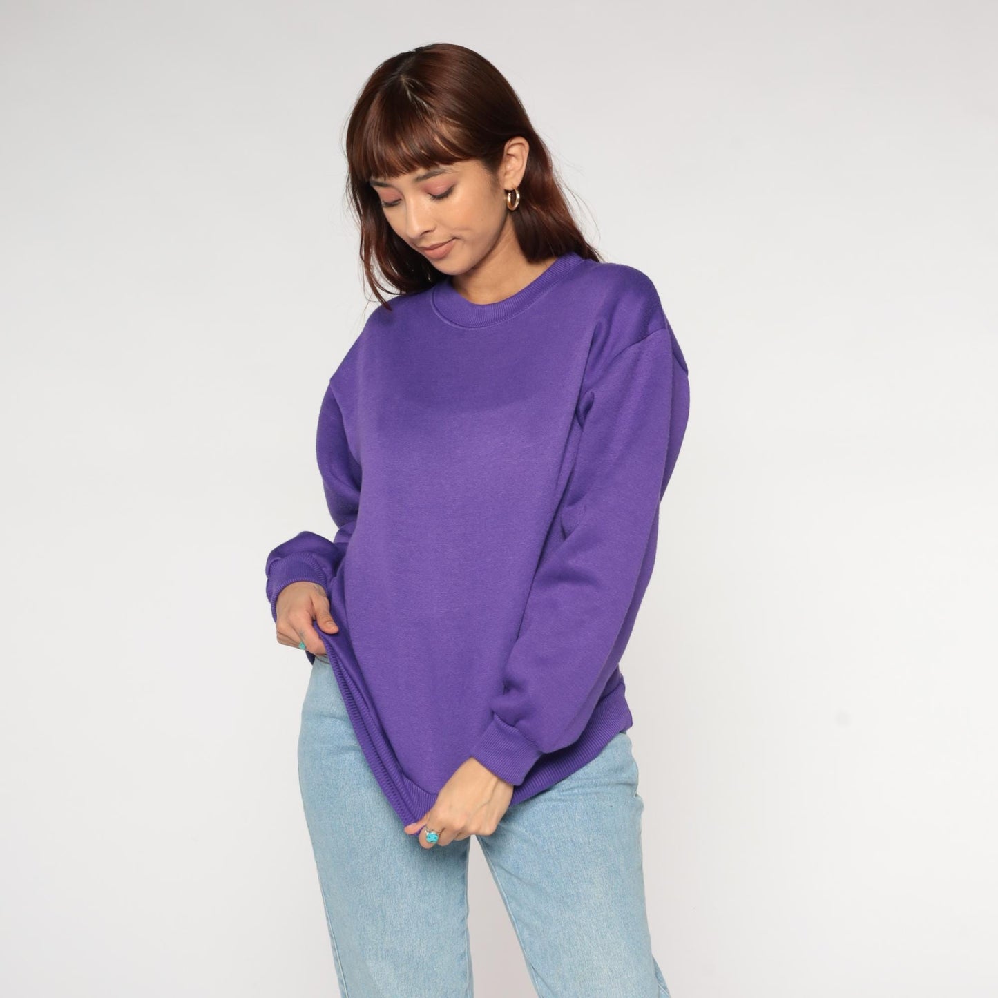 90s Purple Crewneck Sweatshirt Heavy Weight Cotton Blend Small S