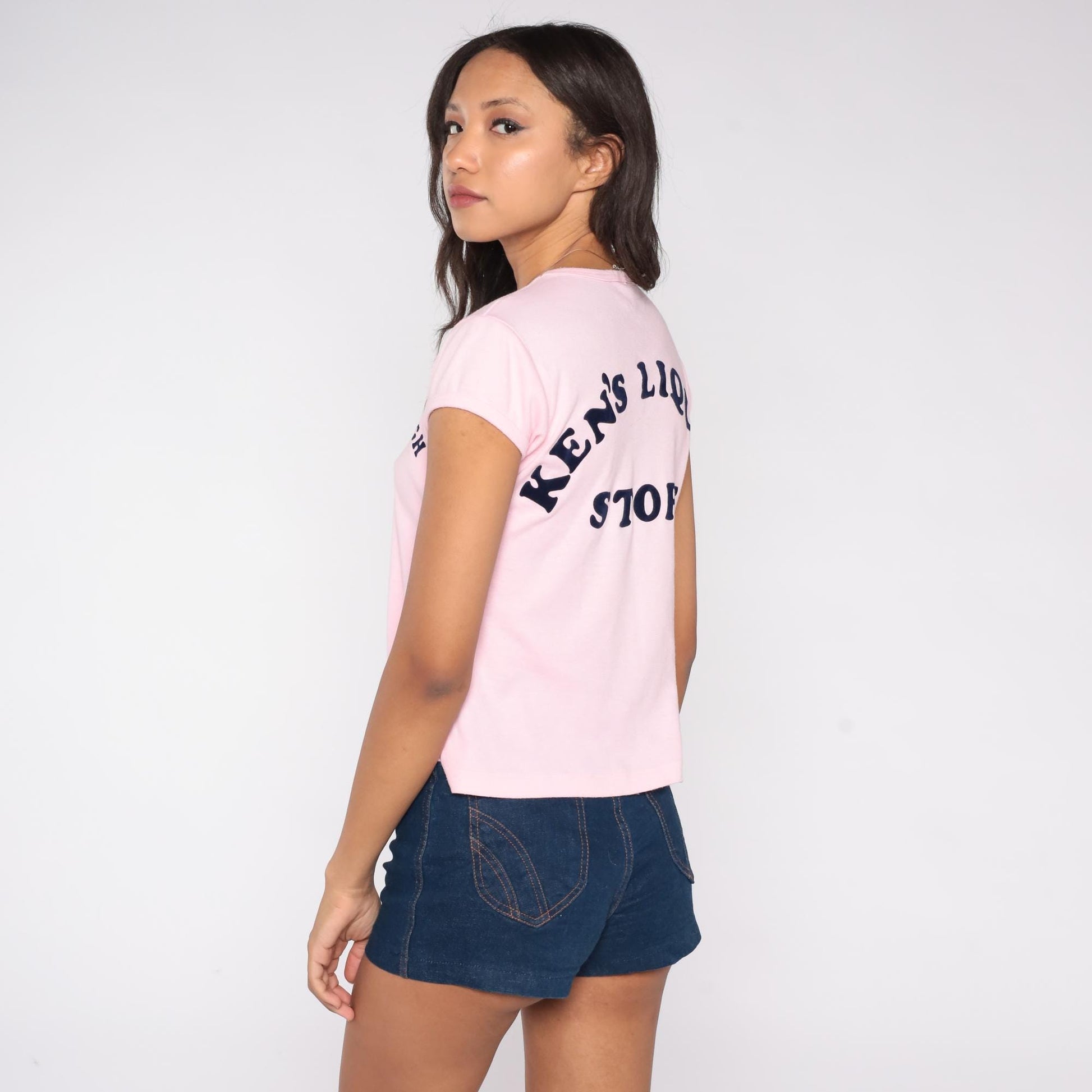 80s Pink Graphic Tee Ken's Liquor Store Stedman Cotton Medium