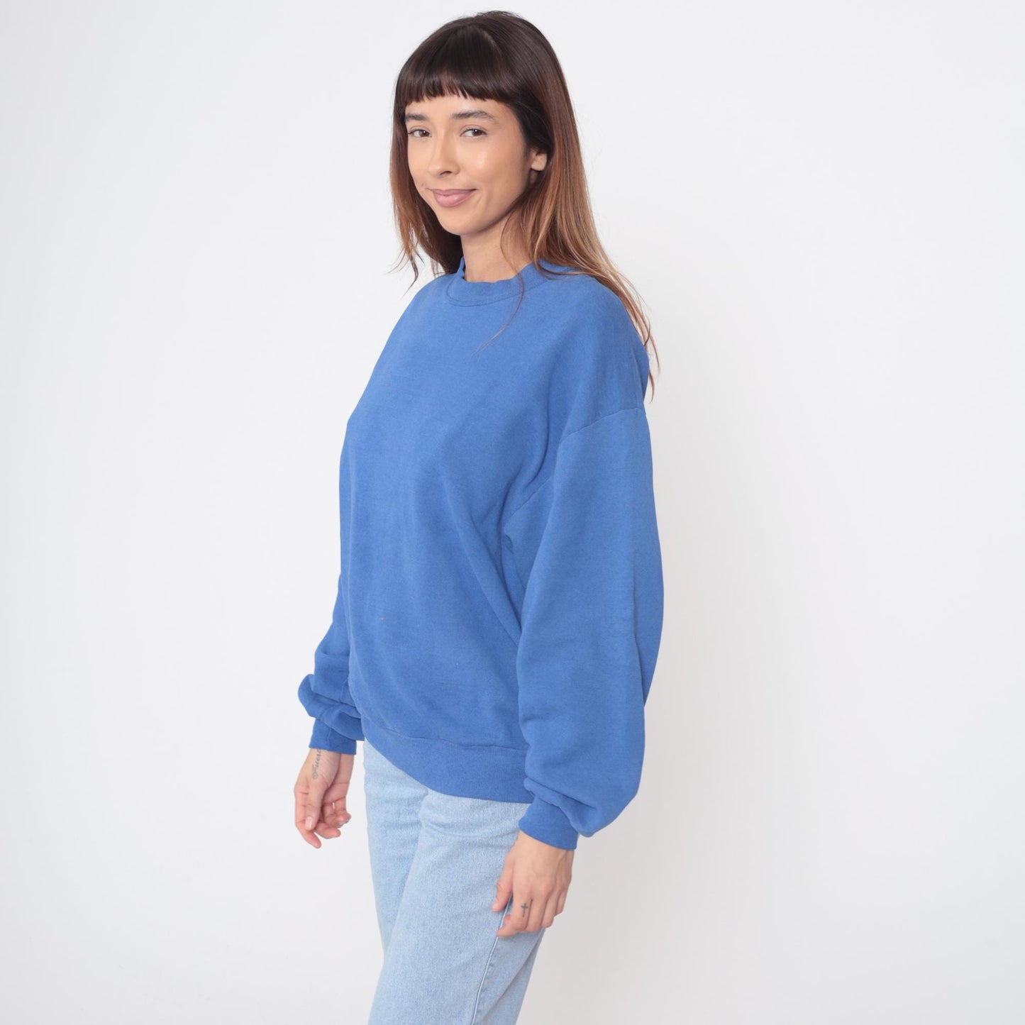 90s Jerzees Blue Crewneck Sweatshirt Cotton Pullover Large L