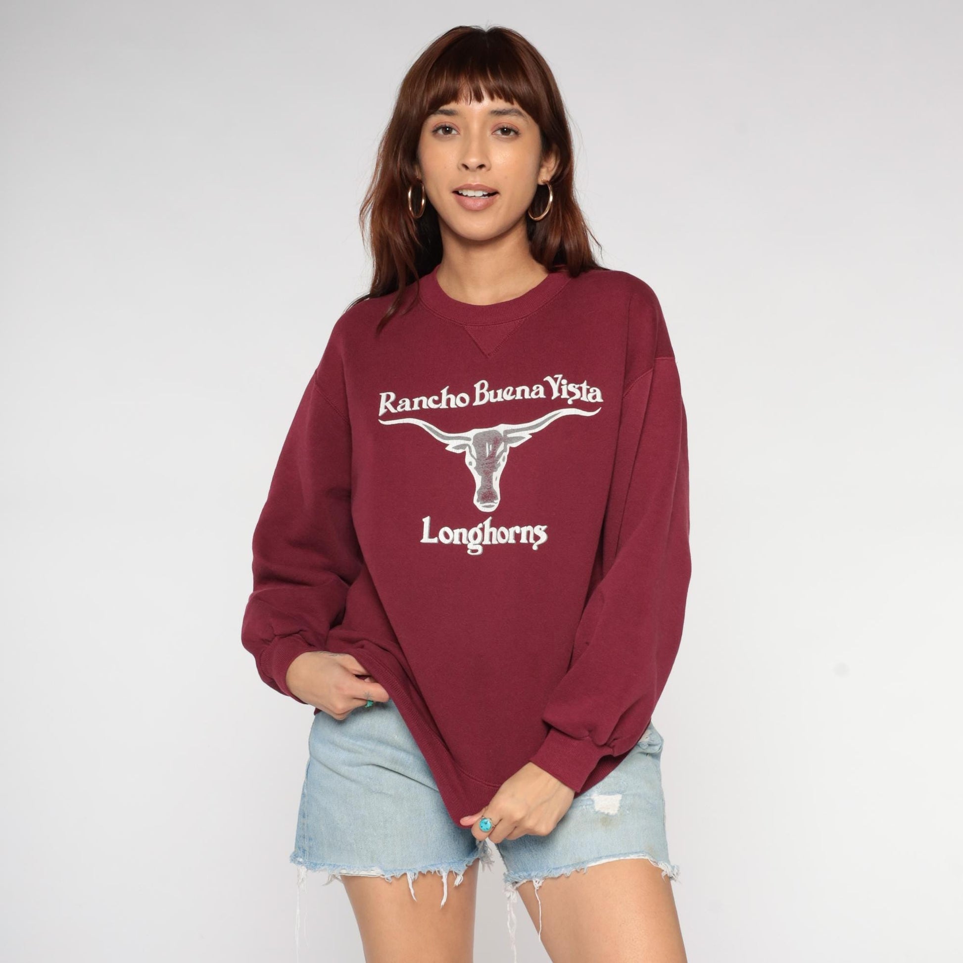 90s Russell Athletic Burgundy Longhorns Crewneck Sweatshirt Large L