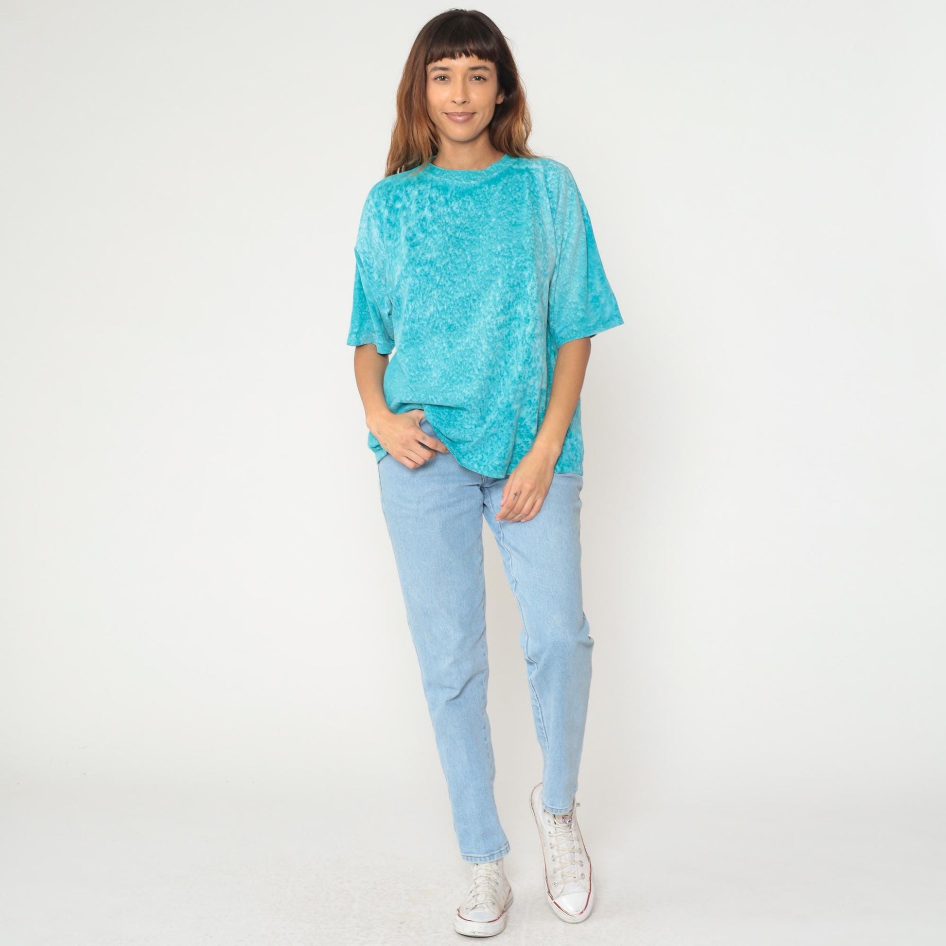 90s Tie Dye Graphic T-Shirt Cotton Single Stitch Blue Psychedelic Tee Large L