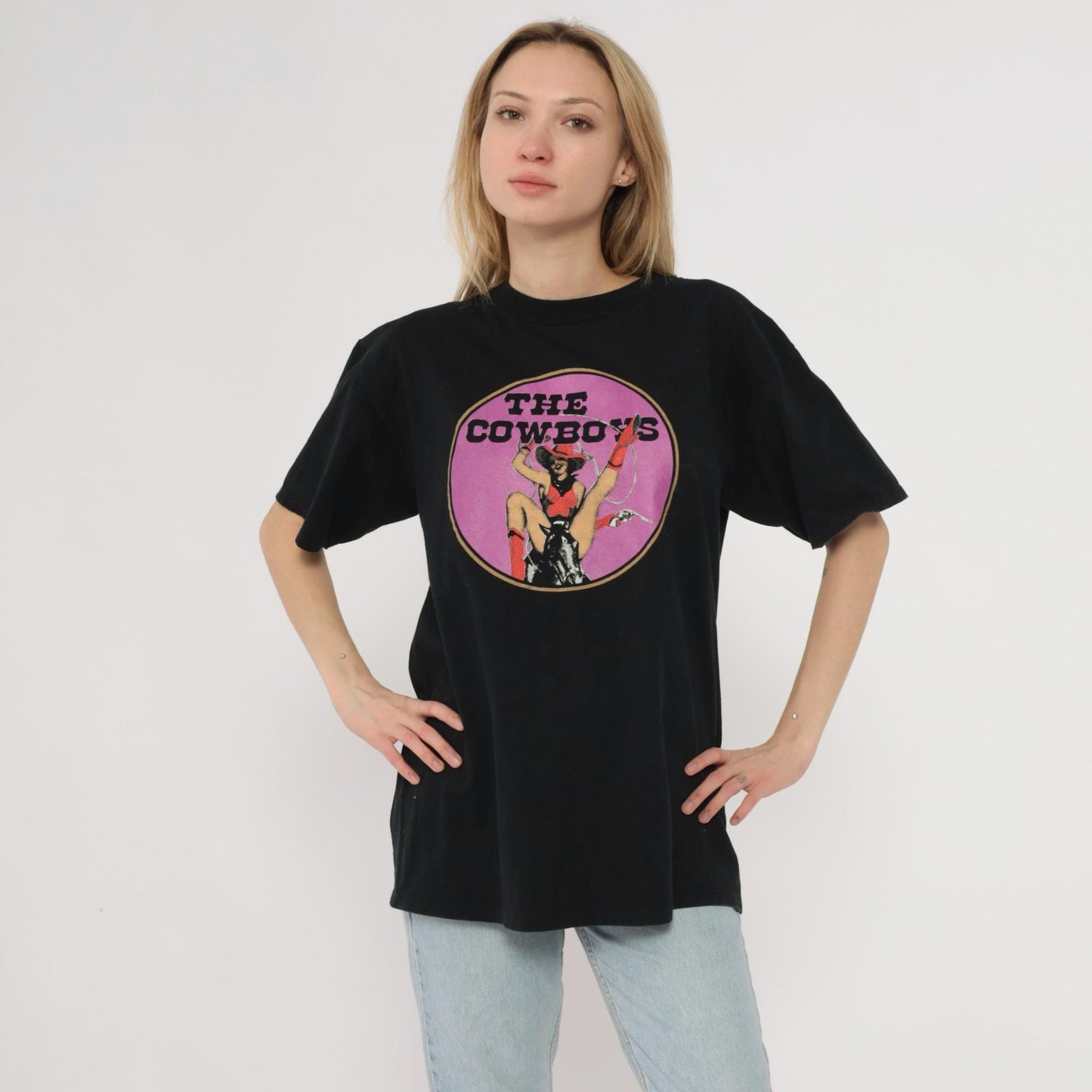 1991 Cowboys Reunion Event T-Shirt Black Graphic Cotton Large L