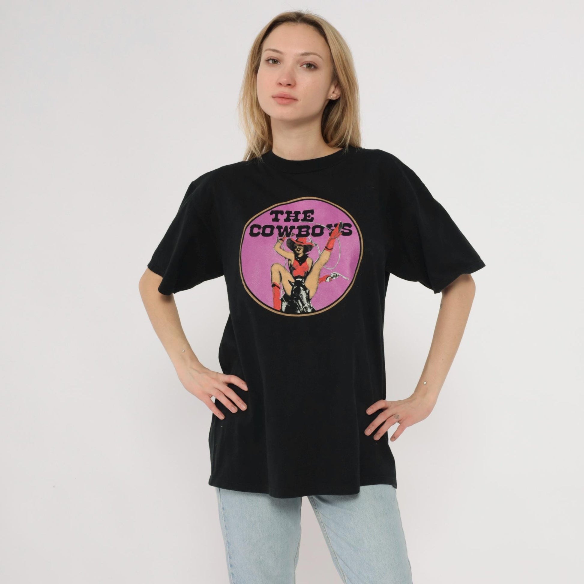 1991 Cowboys Reunion Event T-Shirt Black Graphic Cotton Large L