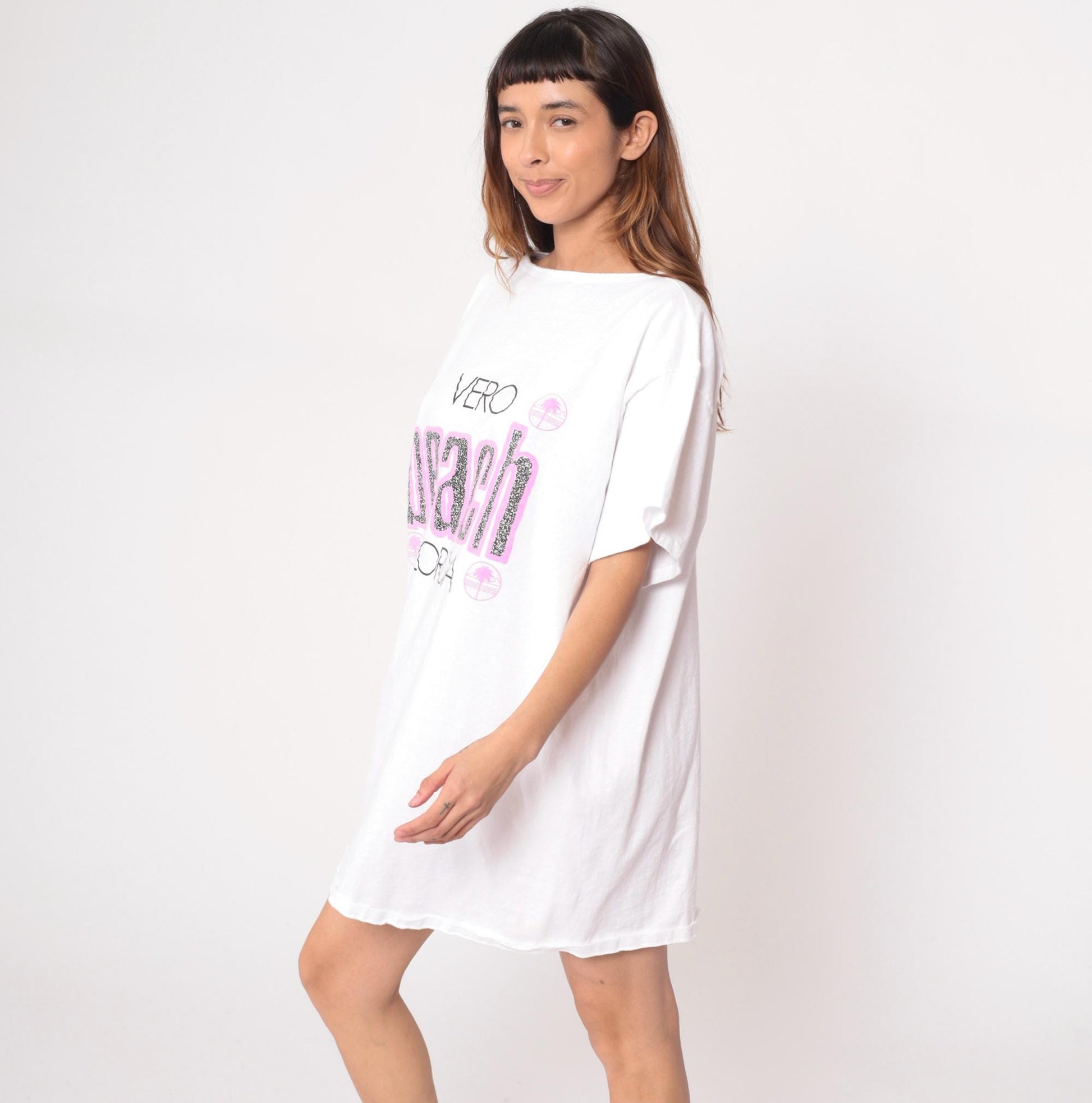 90s White House Vero Beach Florida Graphic T-Shirt Dress Cotton Large