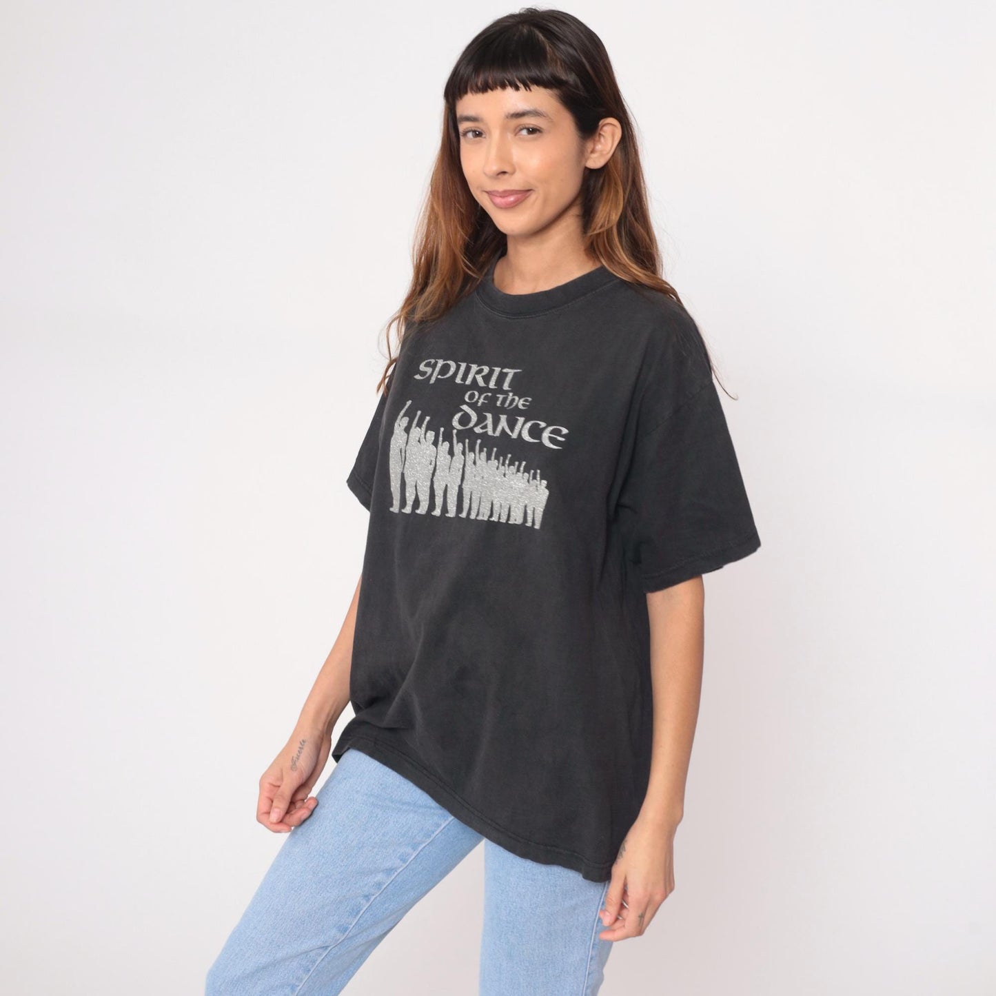 Spirit of the Dance 90s Black Cotton Graphic T-Shirt Dancer Crew Neck Large L