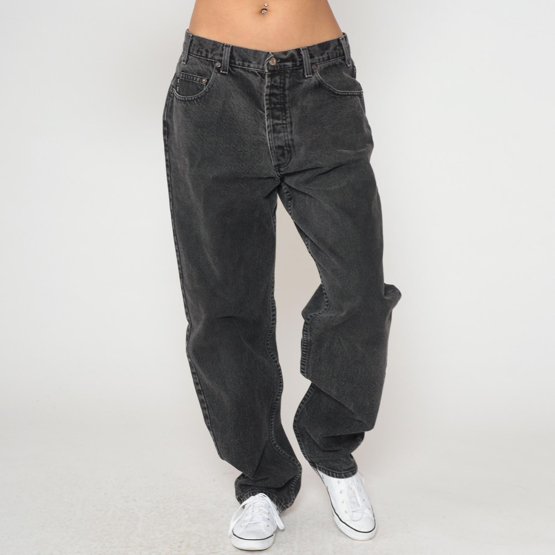 90s Armani Exchange Black Straight Leg Jeans Cotton Men's 34 Waist