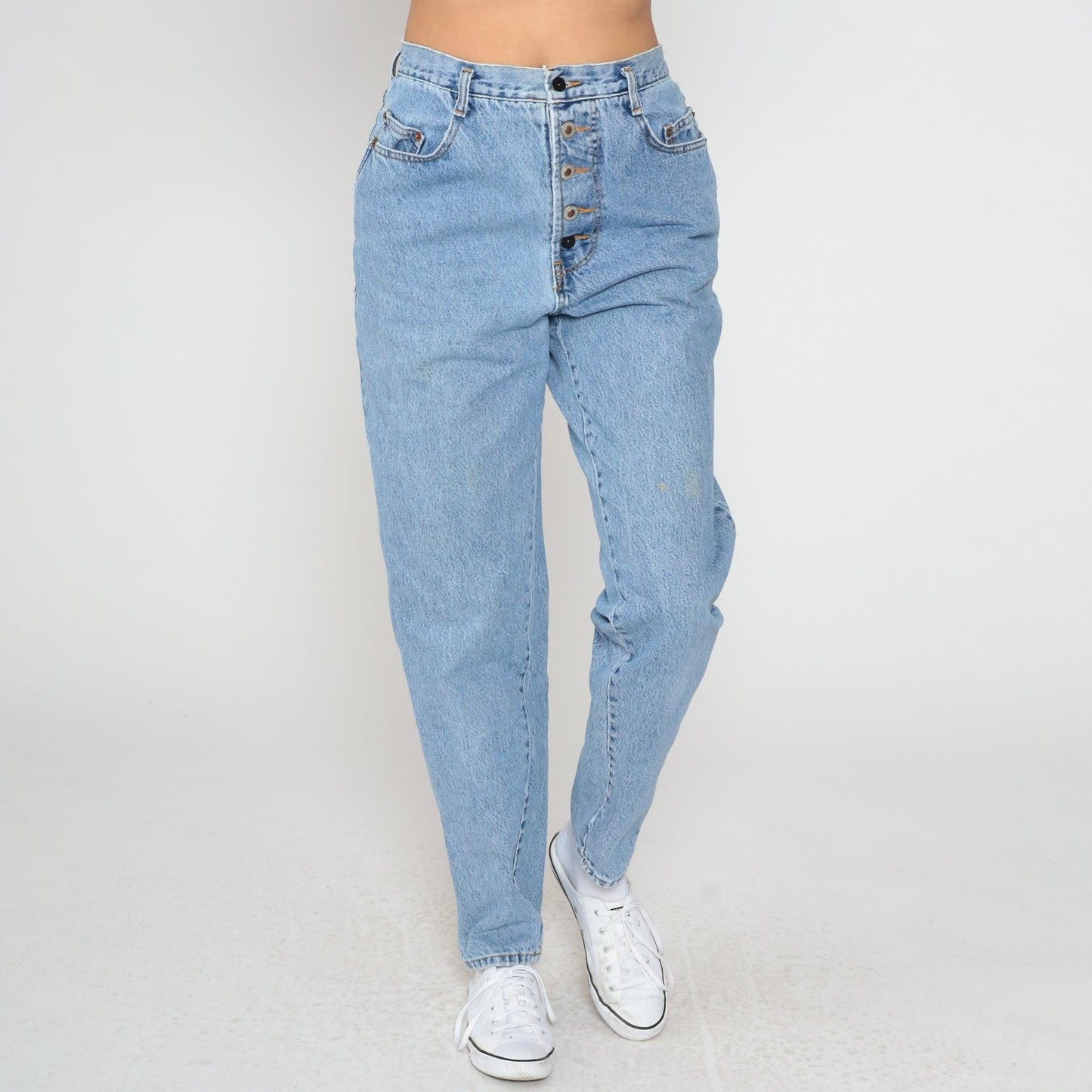 90s Enuf Internationale High-Waisted Mom Jeans Light Wash Button Fly Medium