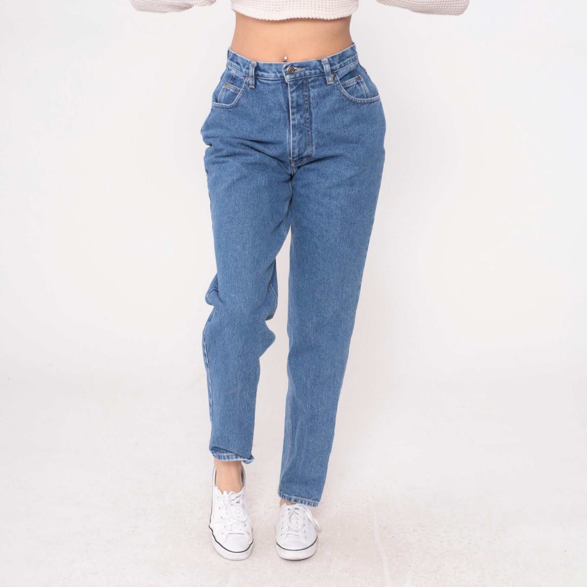 90s Gloria Vanderbilt High Waisted Straight Leg Jeans Medium Wash Blue Medium