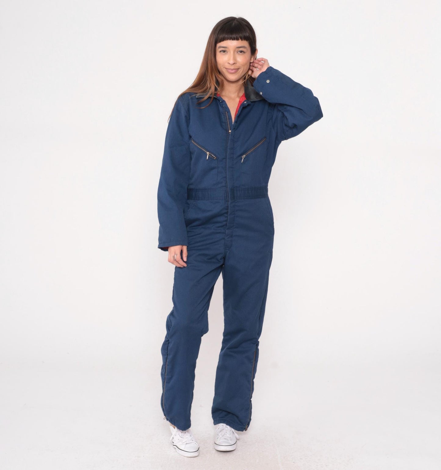 90s Walls Blizzard Pruf Navy Coveralls Zip Front Workwear Small