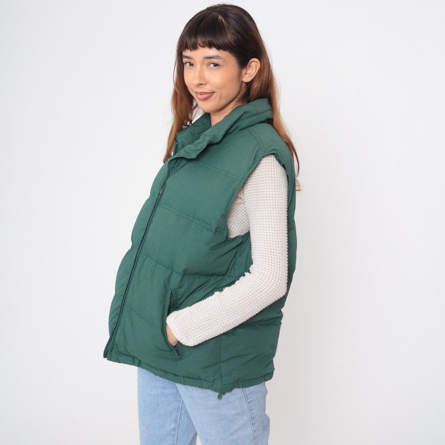 90s Northwest Territory Forest Green Down Puffer Vest Quilted Nylon Large