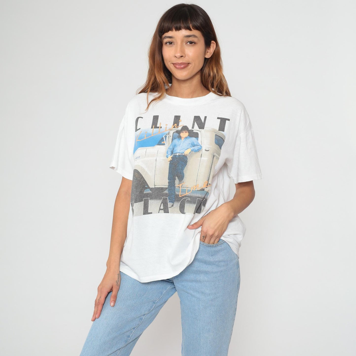 90s Clint Black Killin' Time Tour Concert Tee White Cotton Extra Large XL