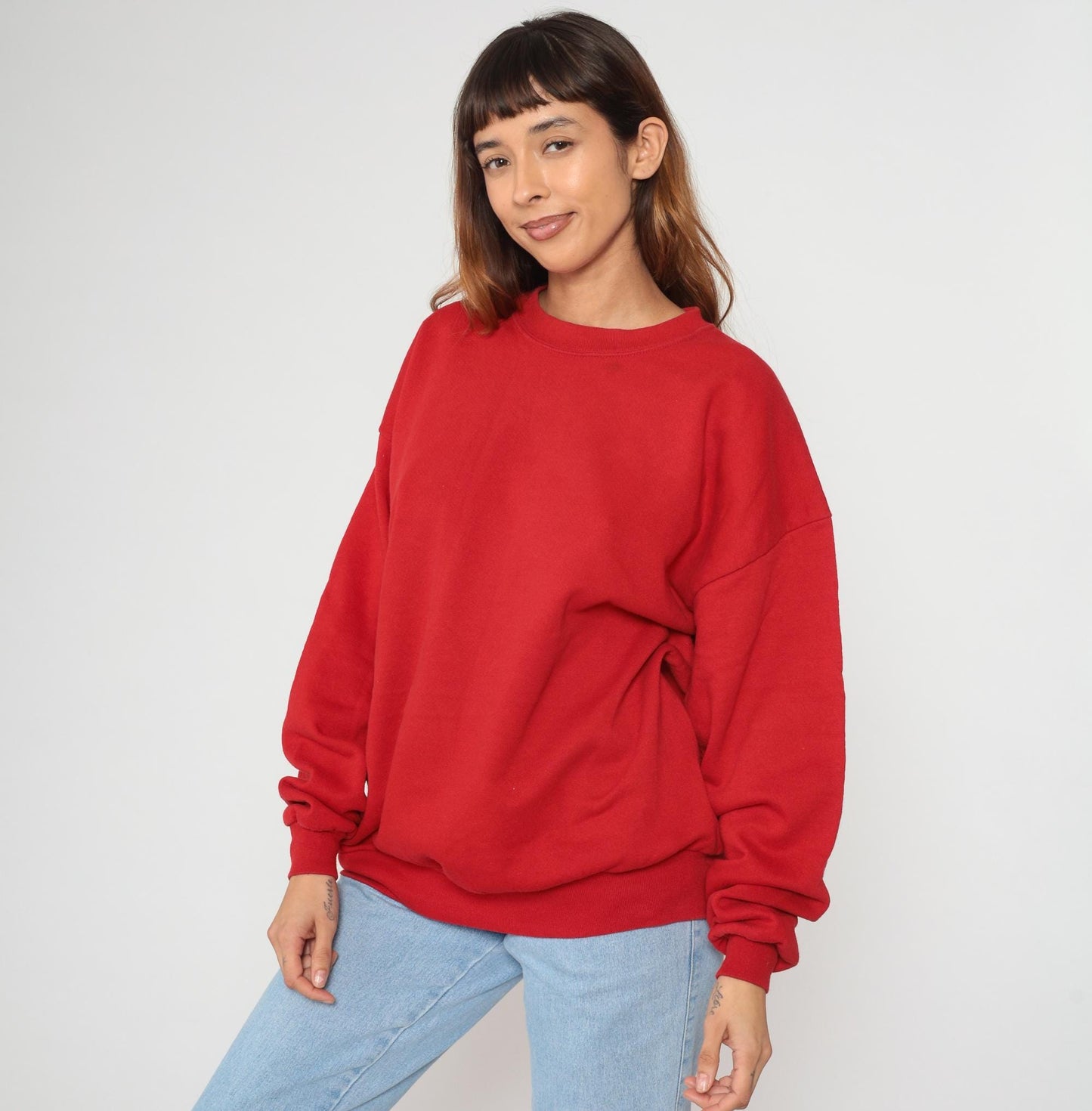 90s Jerzees Red Sweatshirt Plus Size XXL Crew Neck Cotton Pullover