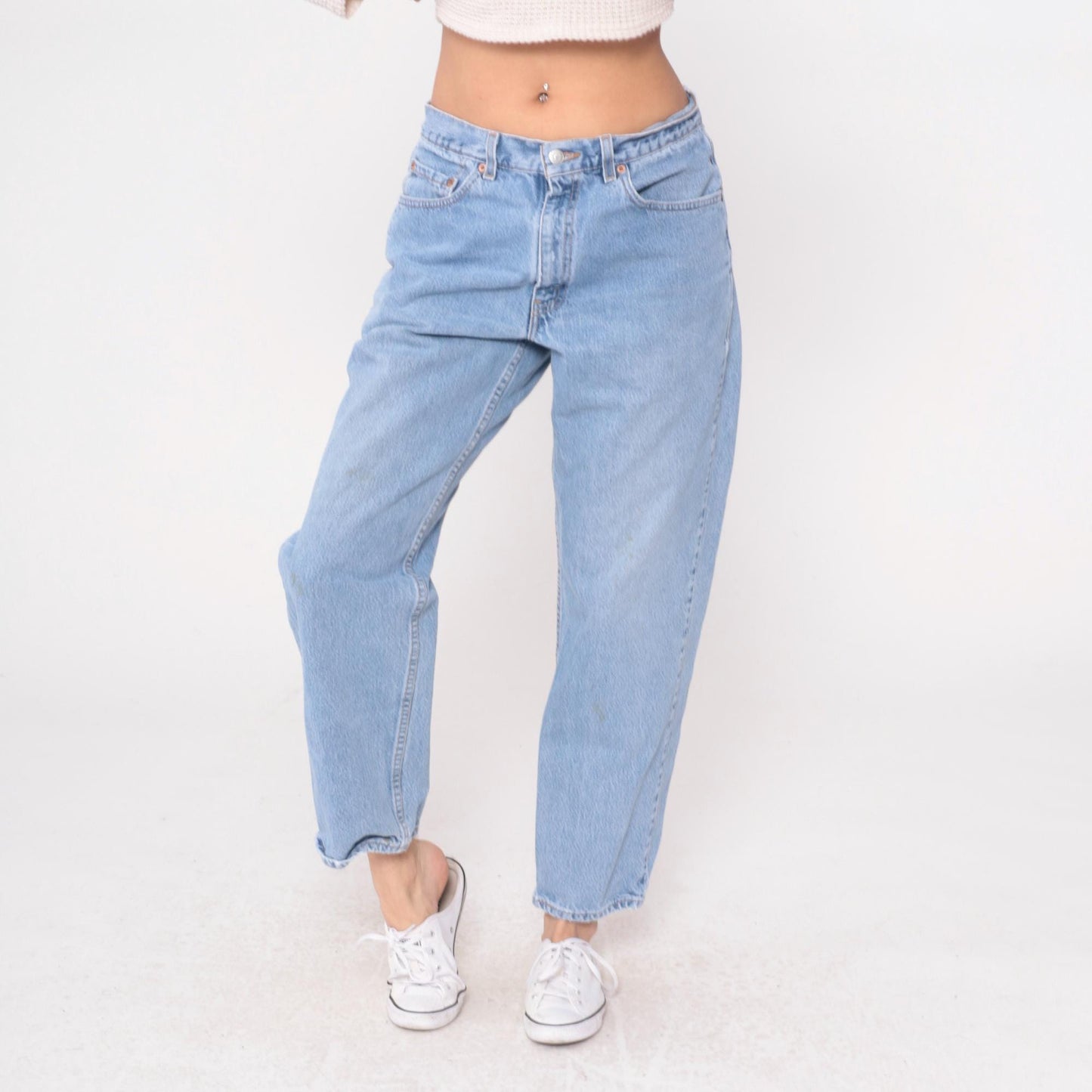 90s Levi's 550 Light Blue Denim Jeans Relaxed Fit Straight Leg 34x30