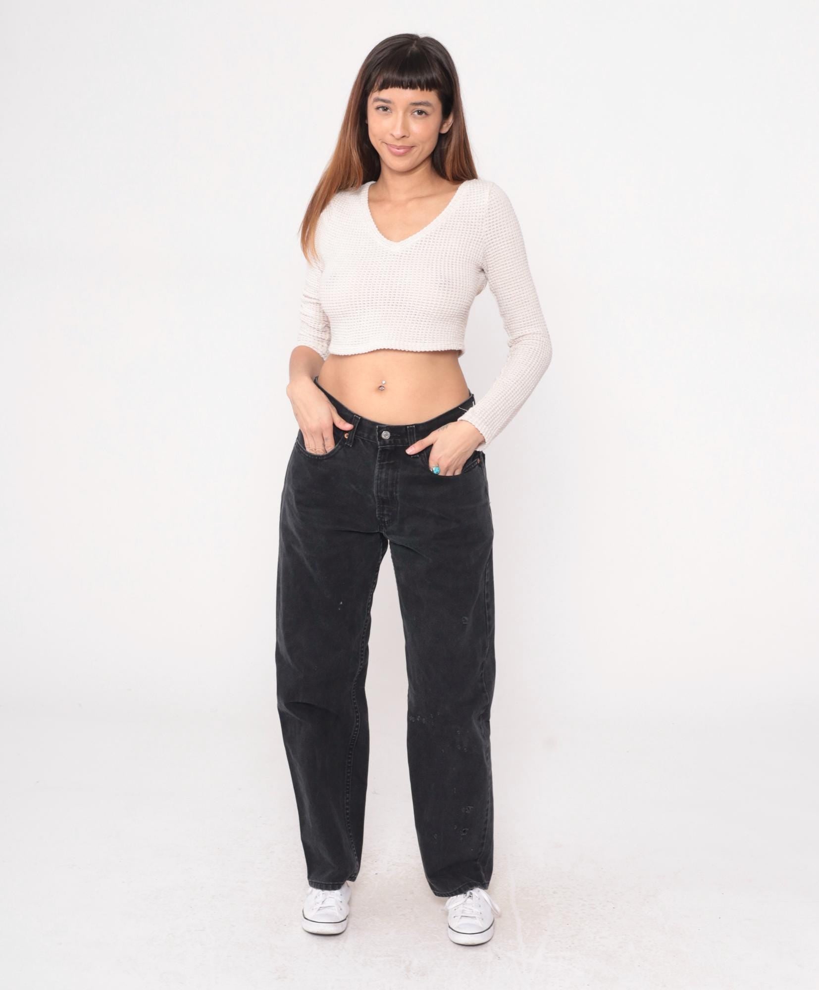 Y2K Levi's 550 Black Denim Jeans Straight Leg Cotton 32x32
