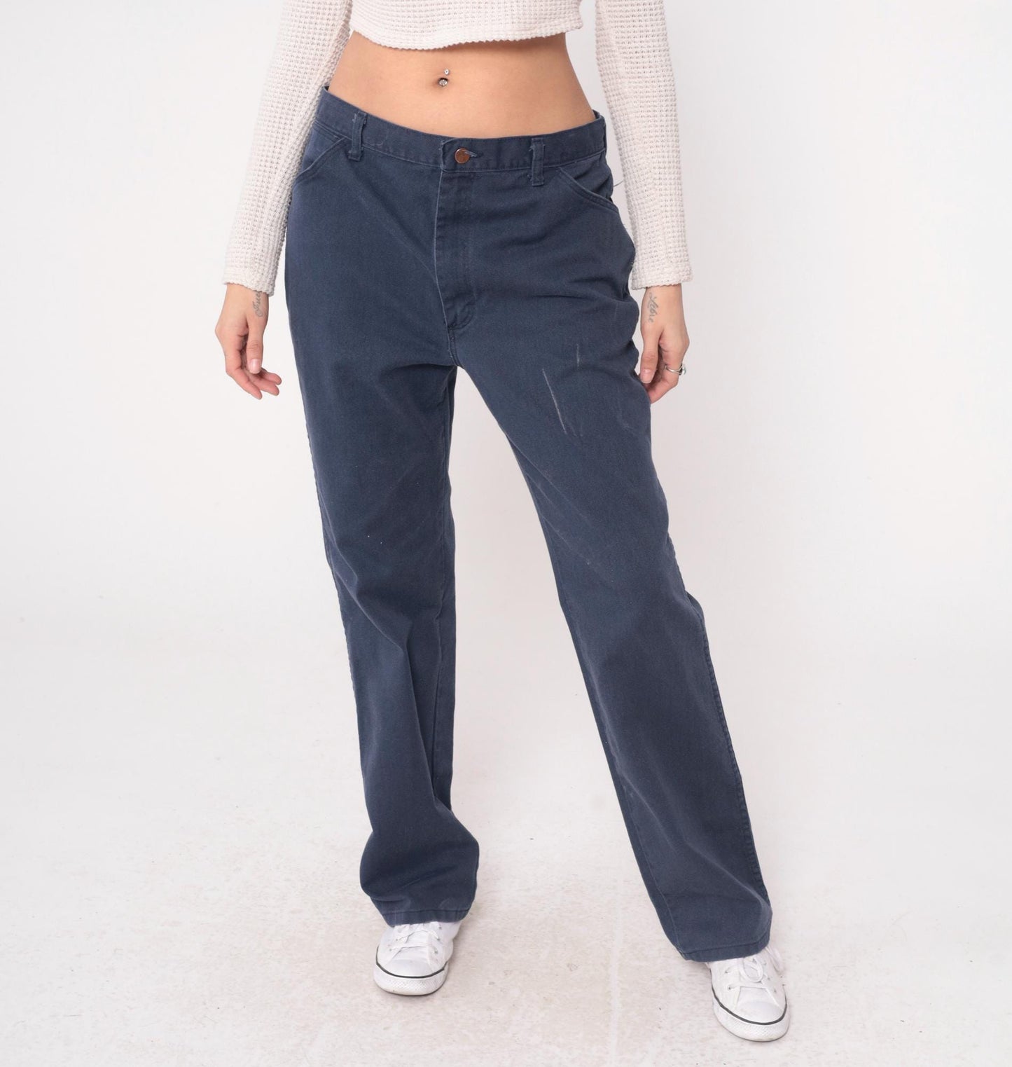 90s Big Ben Navy Carpenter Work Pants Straight Leg High Rise Cotton Extra Large