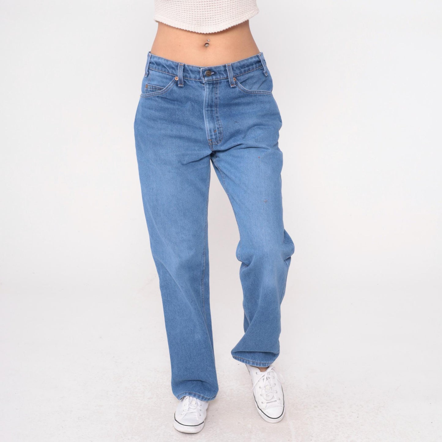 80s Levi's High Waisted Straight Leg Jeans Medium Blue Denim 34x32