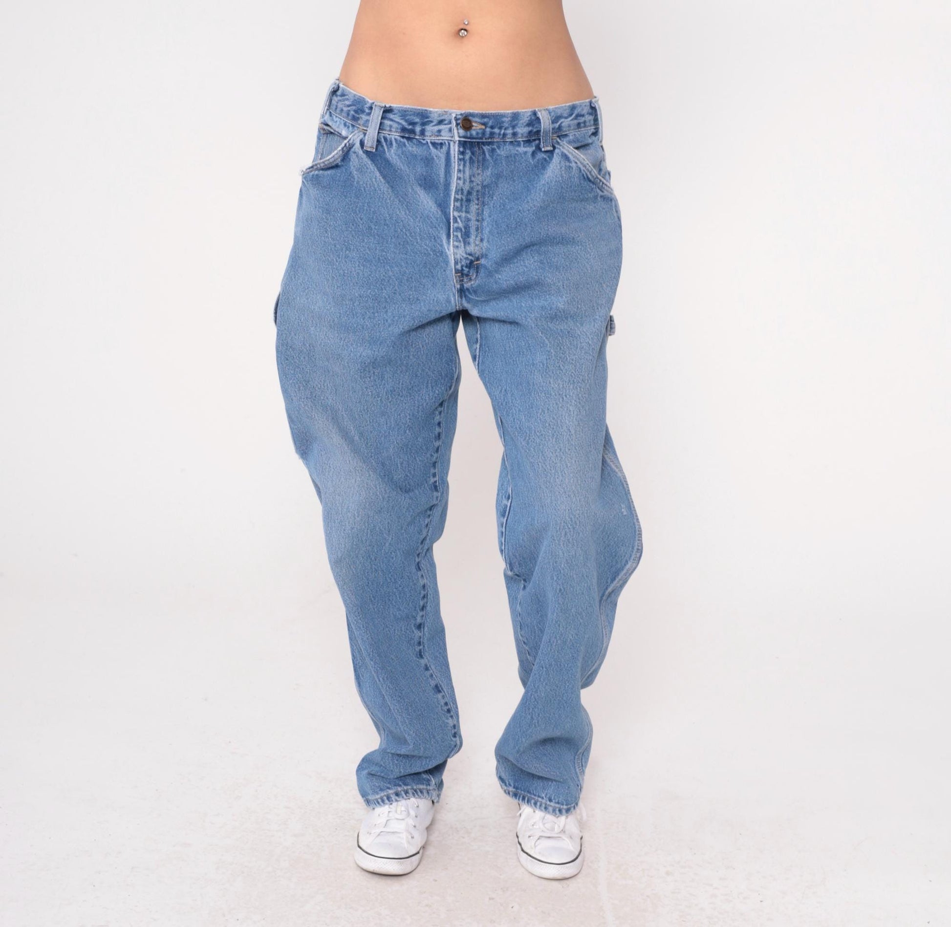 Y2K Dickies Carpenter Jeans Blue Denim Straight Leg Utility 36x34