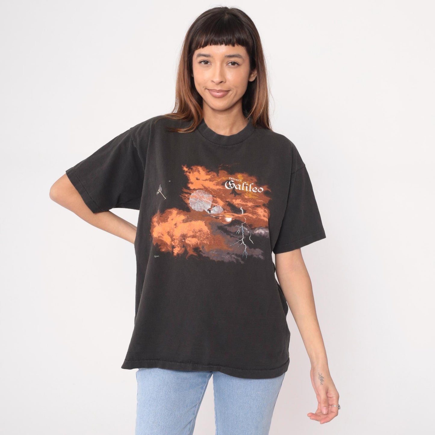 90s Project Galileo Space Mission Graphic Tee Black Large L