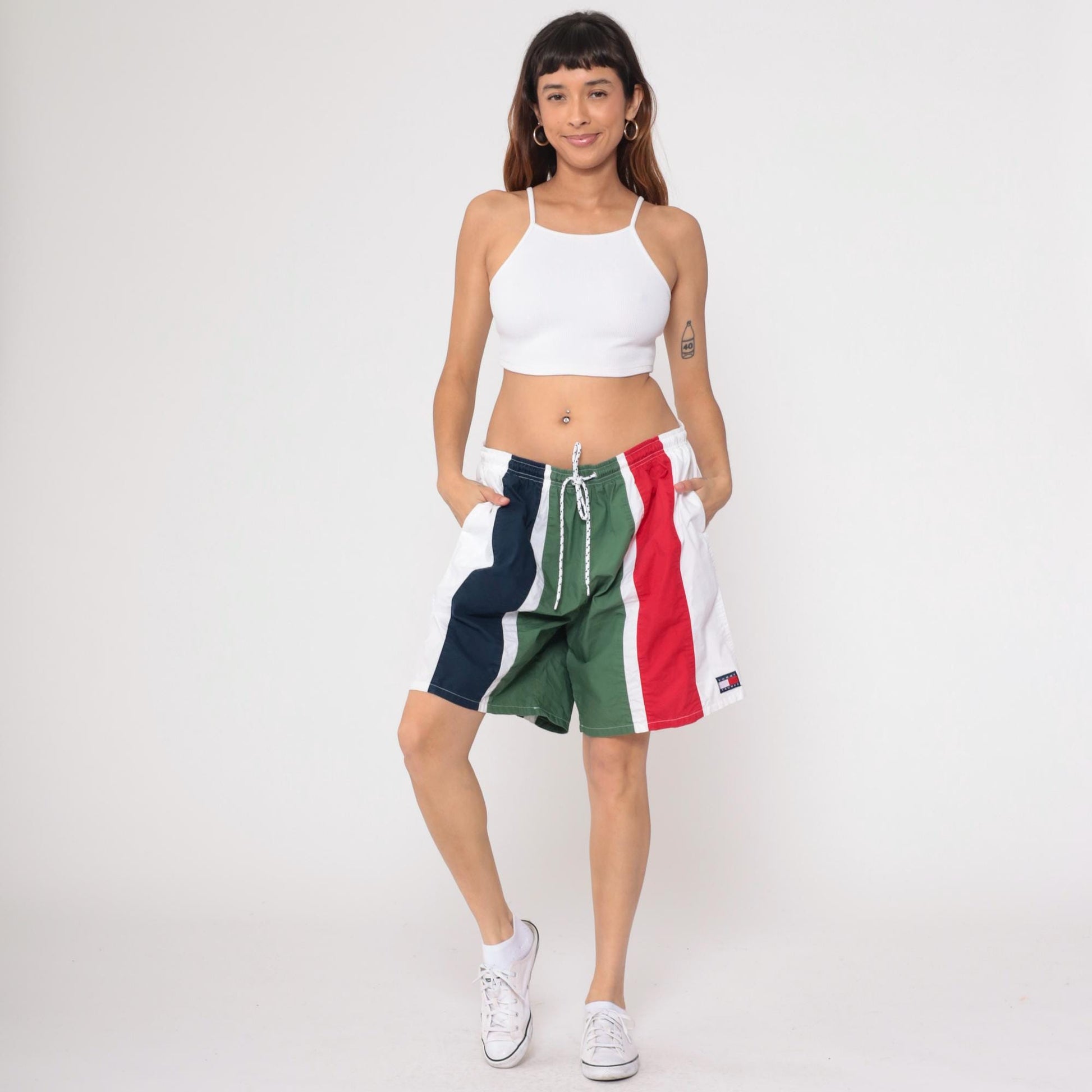 Tommy Hilfiger Y2K Colorblock Swim Shorts Navy Red Green White Extra Large XL