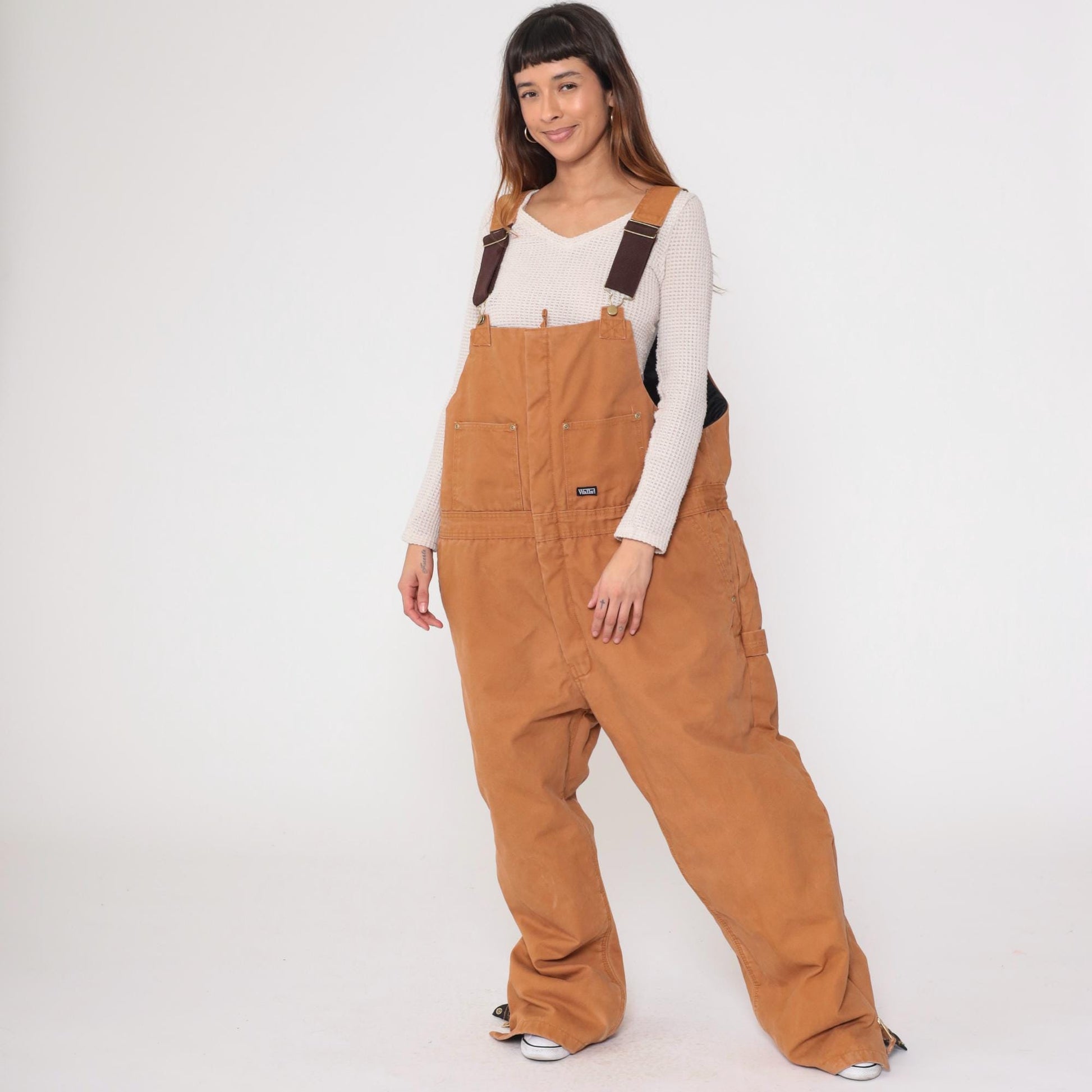 Y2K Walls Work Wear Tan Cargo Overalls XXL Adjustable Straps