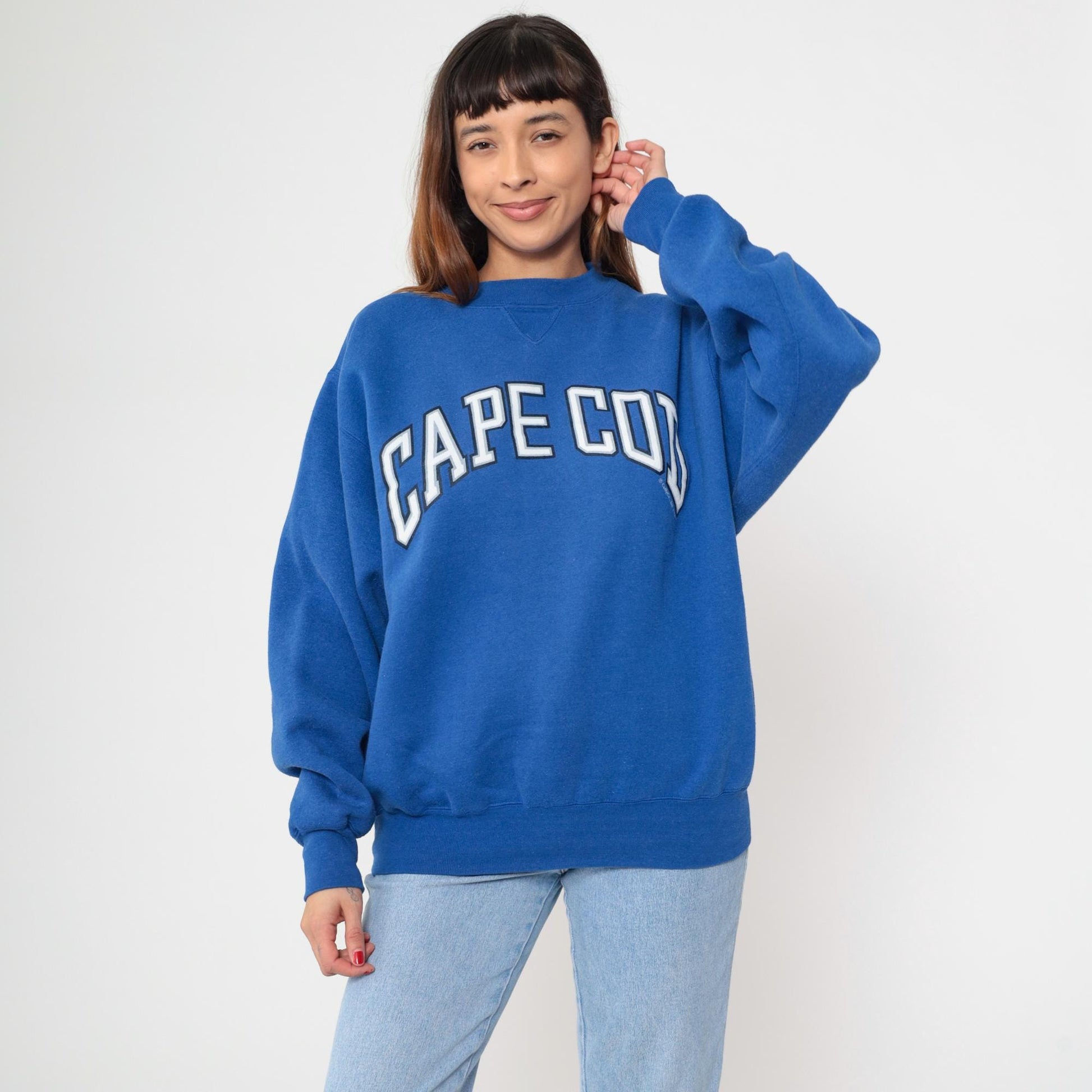 90s Cape Cod Sweatshirt Royal Blue Collegiate Crewneck Cotton Pullover Extra Large XL