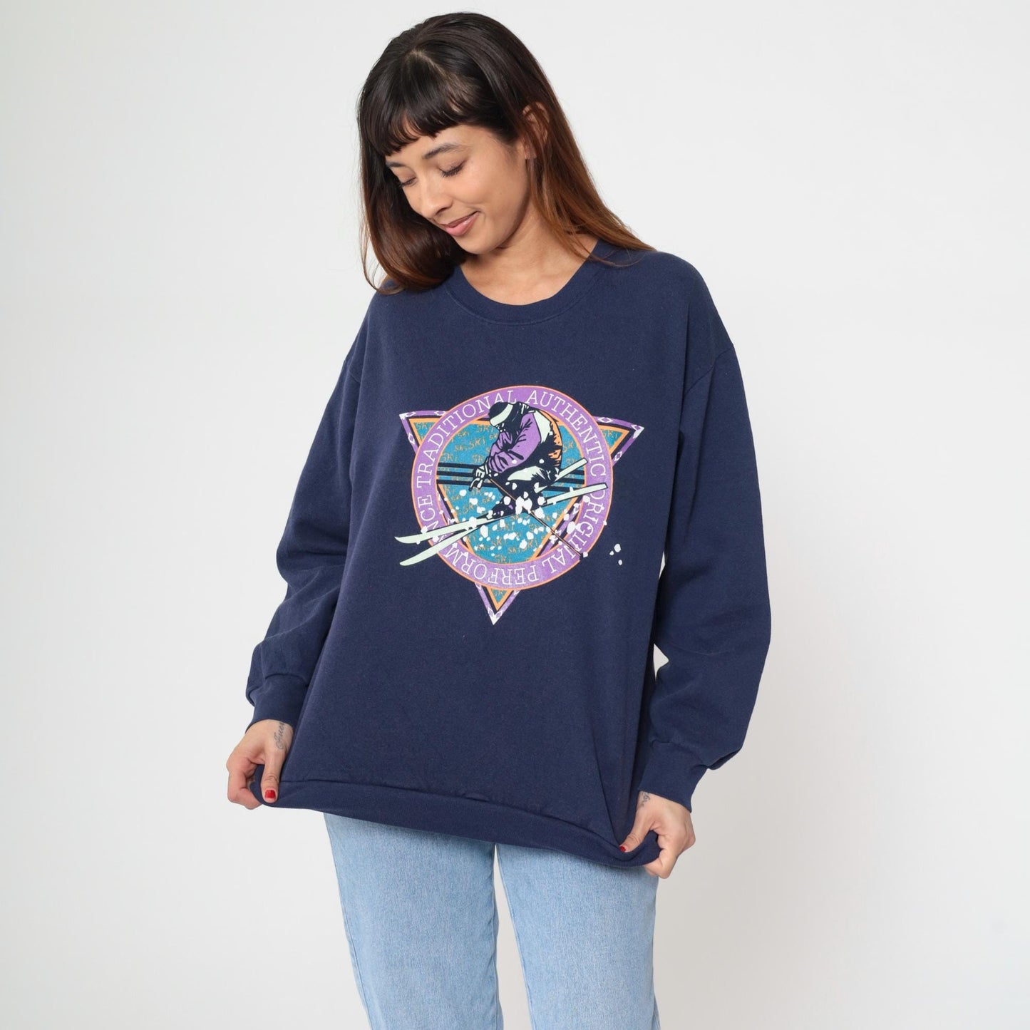 90s Park City Utah Ski Sweatshirt Navy Graphic Crewneck Medium M
