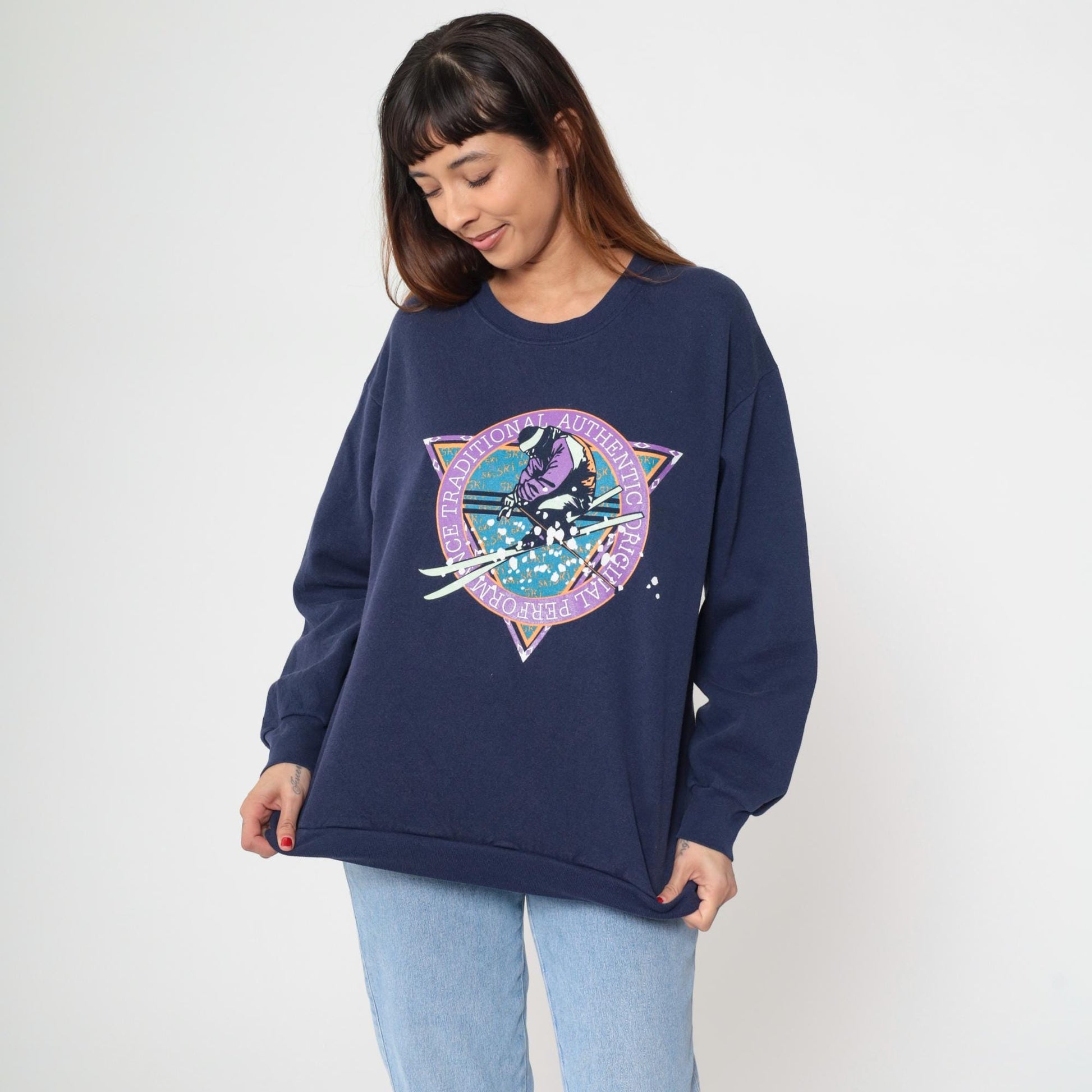 90s Park City Utah Ski Sweatshirt Navy Graphic Crewneck Medium M