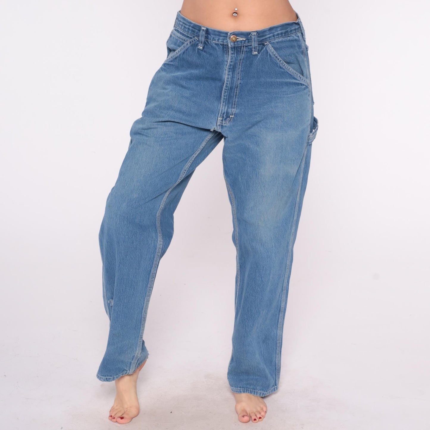 90s Reed Carpenter Jeans Blue Denim High Rise Straight Leg 33x32