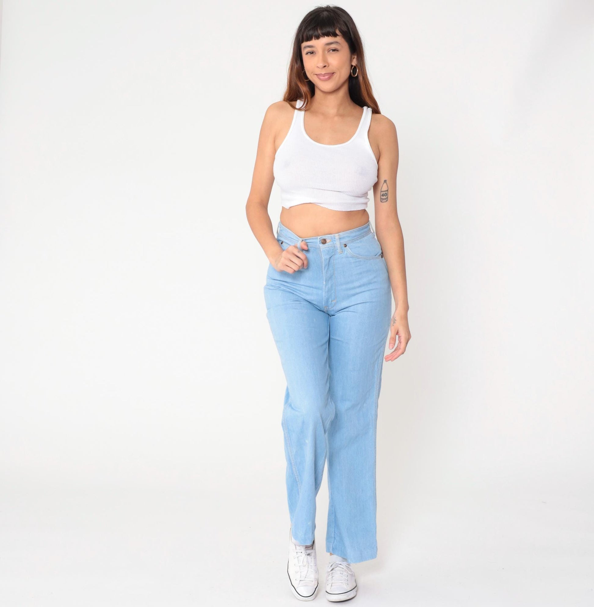 80s Funny Girl Light Wash High-Waisted Straight Leg Jeans Small S