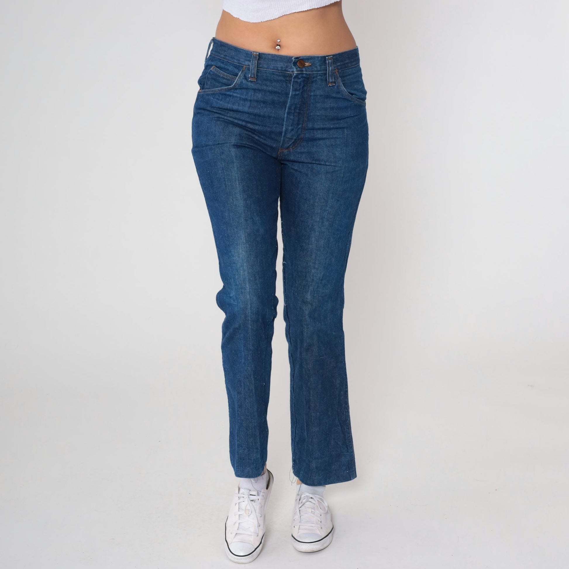 80s Wrangler High Waist Straight Leg Jeans Blue Medium Wash Large L