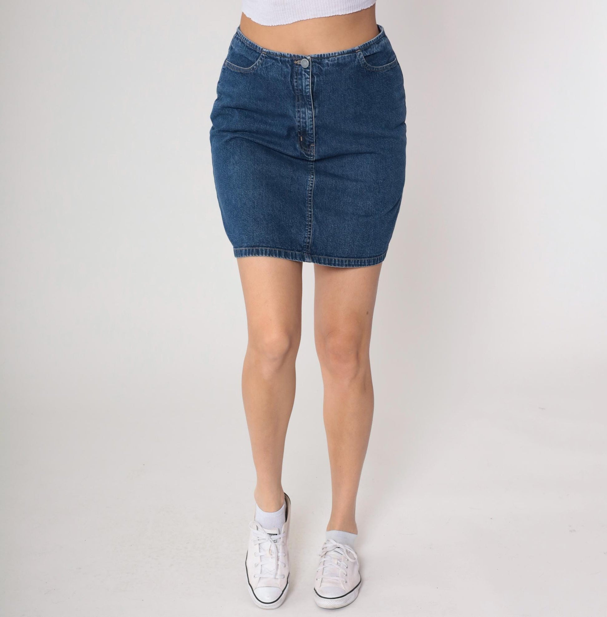 90s NY Jeans Denim Mini Skirt Blue Five-Pocket Small S