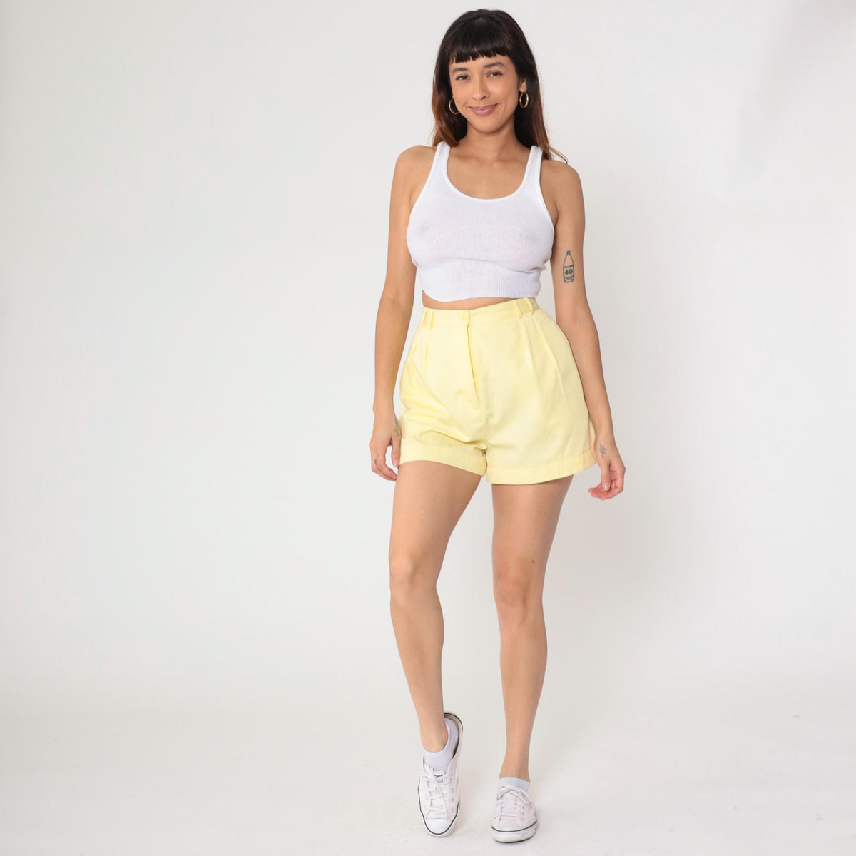 80s Connections Tropical Floral Shorts Yellow High Waisted Small