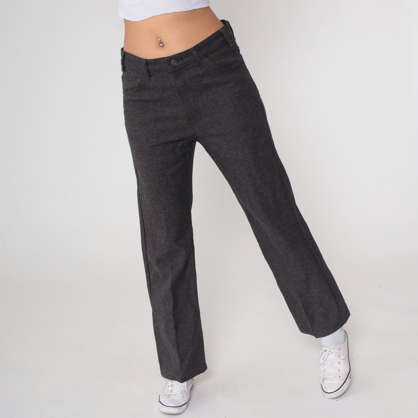 70s Levi's Charcoal Grey Straight Leg Trousers Men's W34 L29