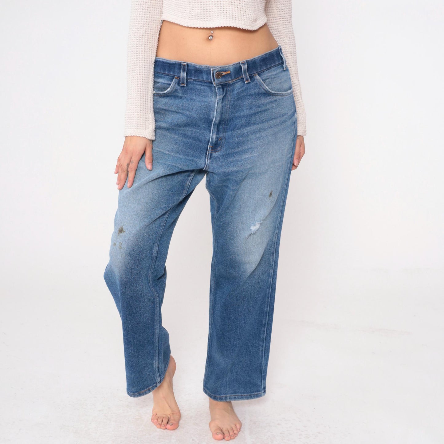 80s Levi's Distressed Straight Leg Jeans Medium Blue Denim XXL