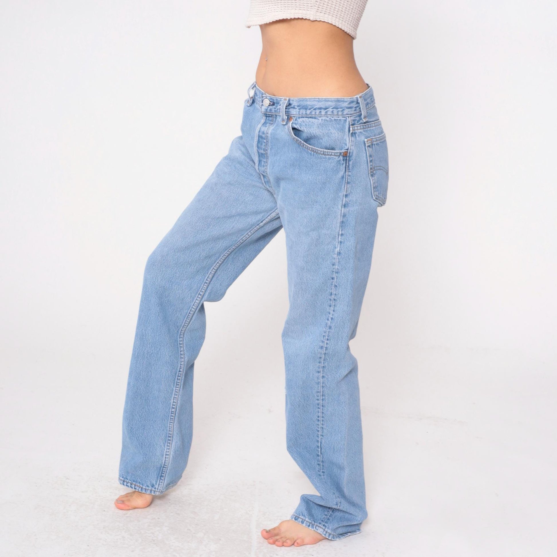 90s Levi's Light Wash High Waist Straight Leg Jeans Cotton Denim W34 L34