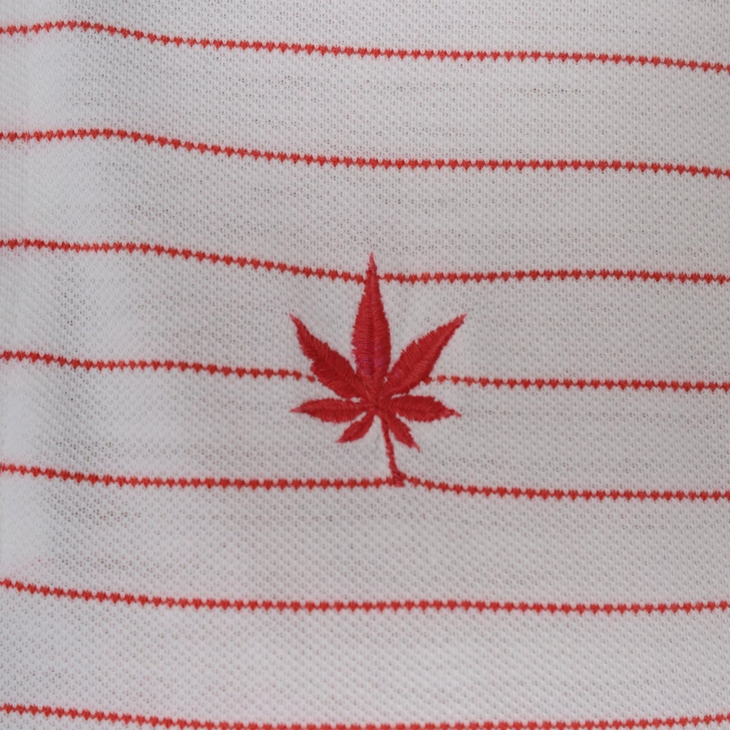 90s Boast Striped Polo Shirt Red White Cannabis Leaf Embroidered Medium
