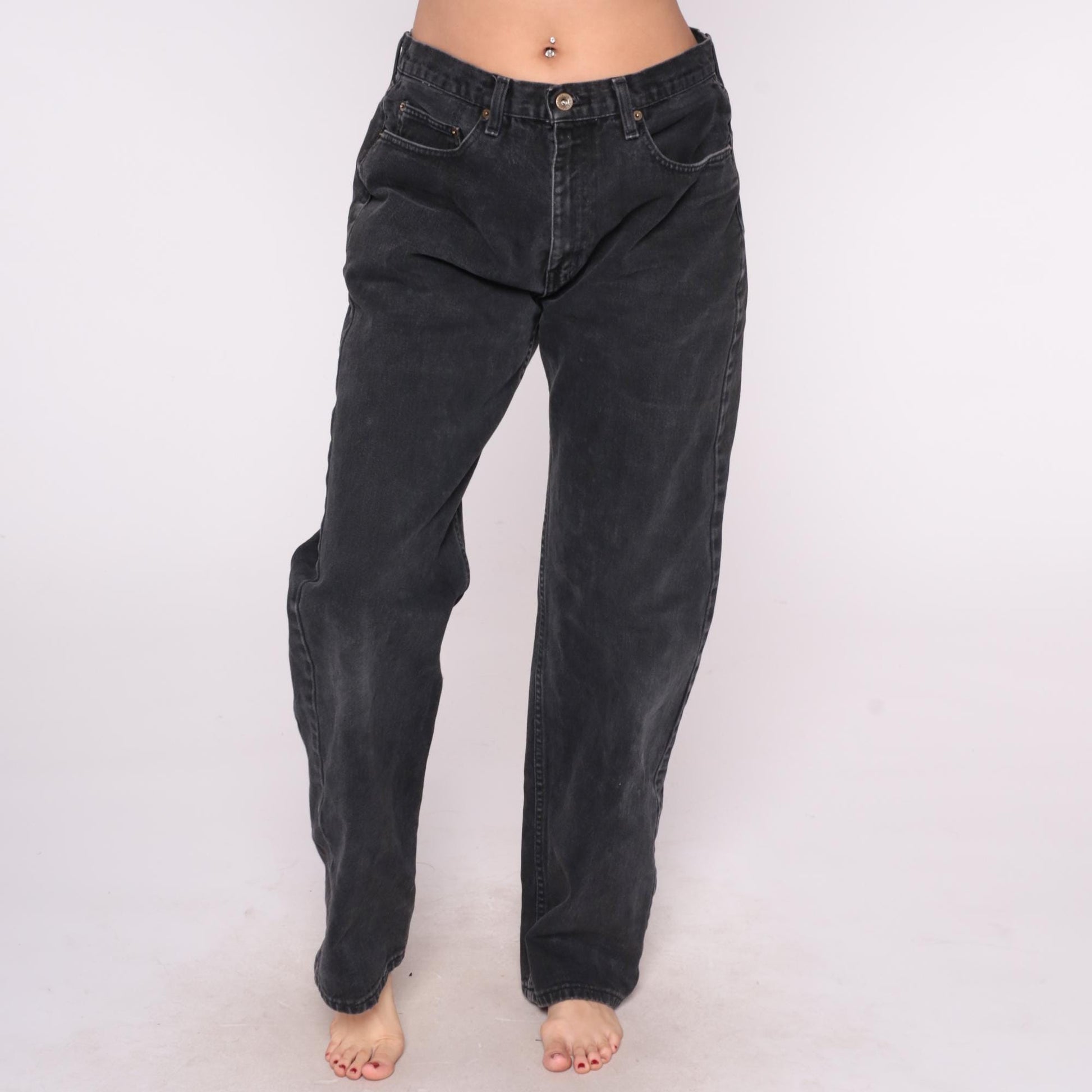Ralph Lauren Y2K Black Denim Straight Leg Jeans 34 Waist Large