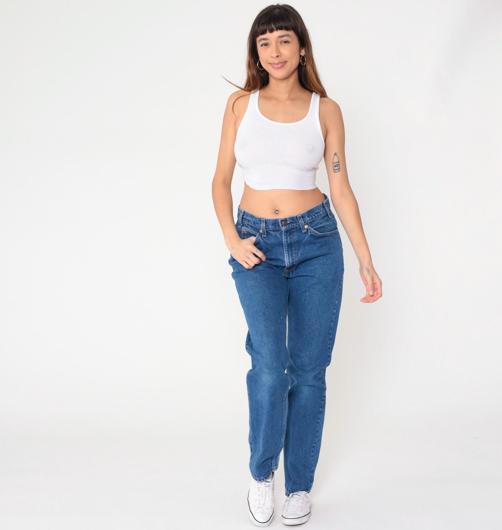 90s Levi's Medium Blue Denim High Waist Straight Leg Jeans W34 L34