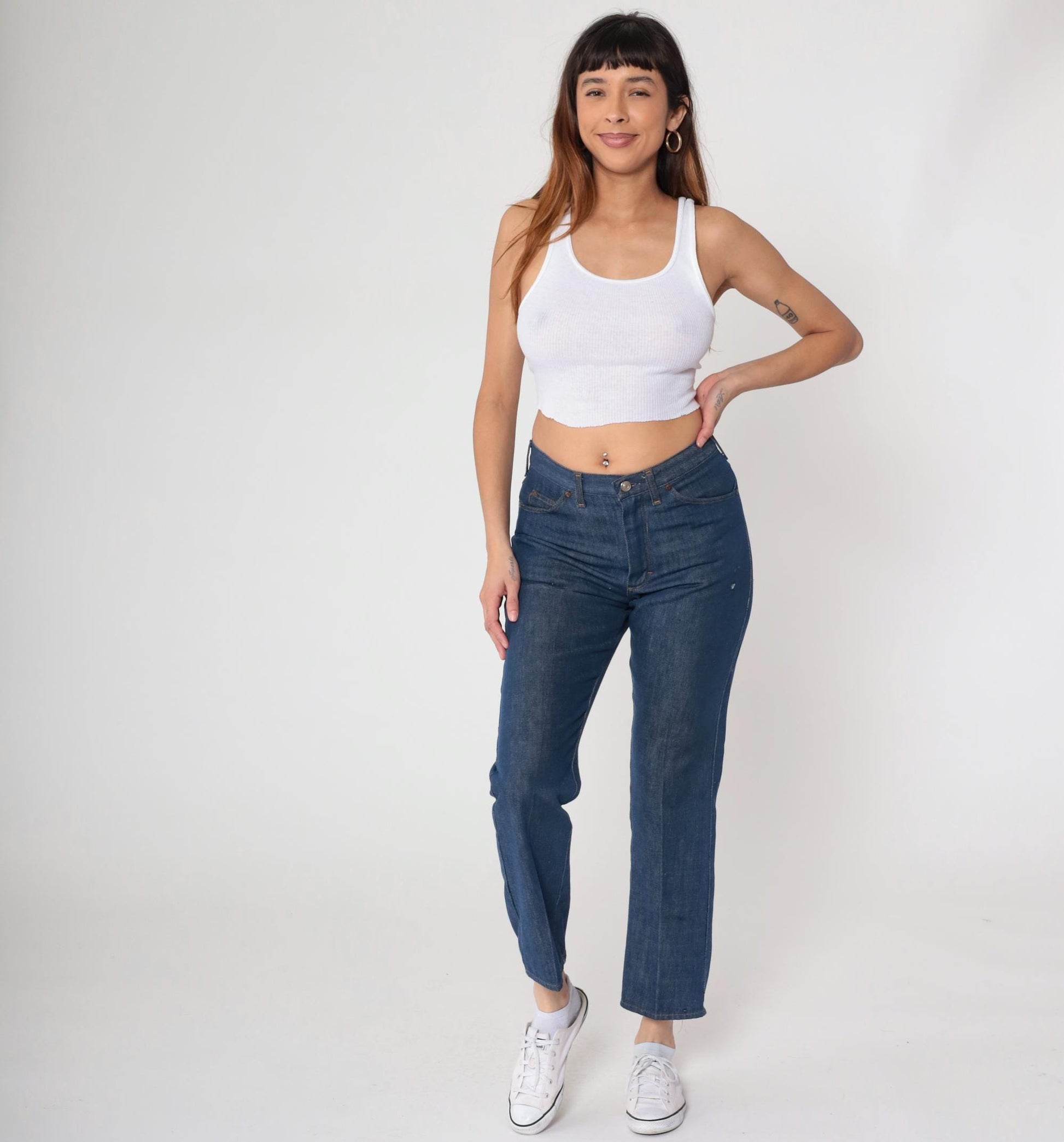 80s High Rise Straight Leg Blue Denim Jeans Medium Wash Medium M