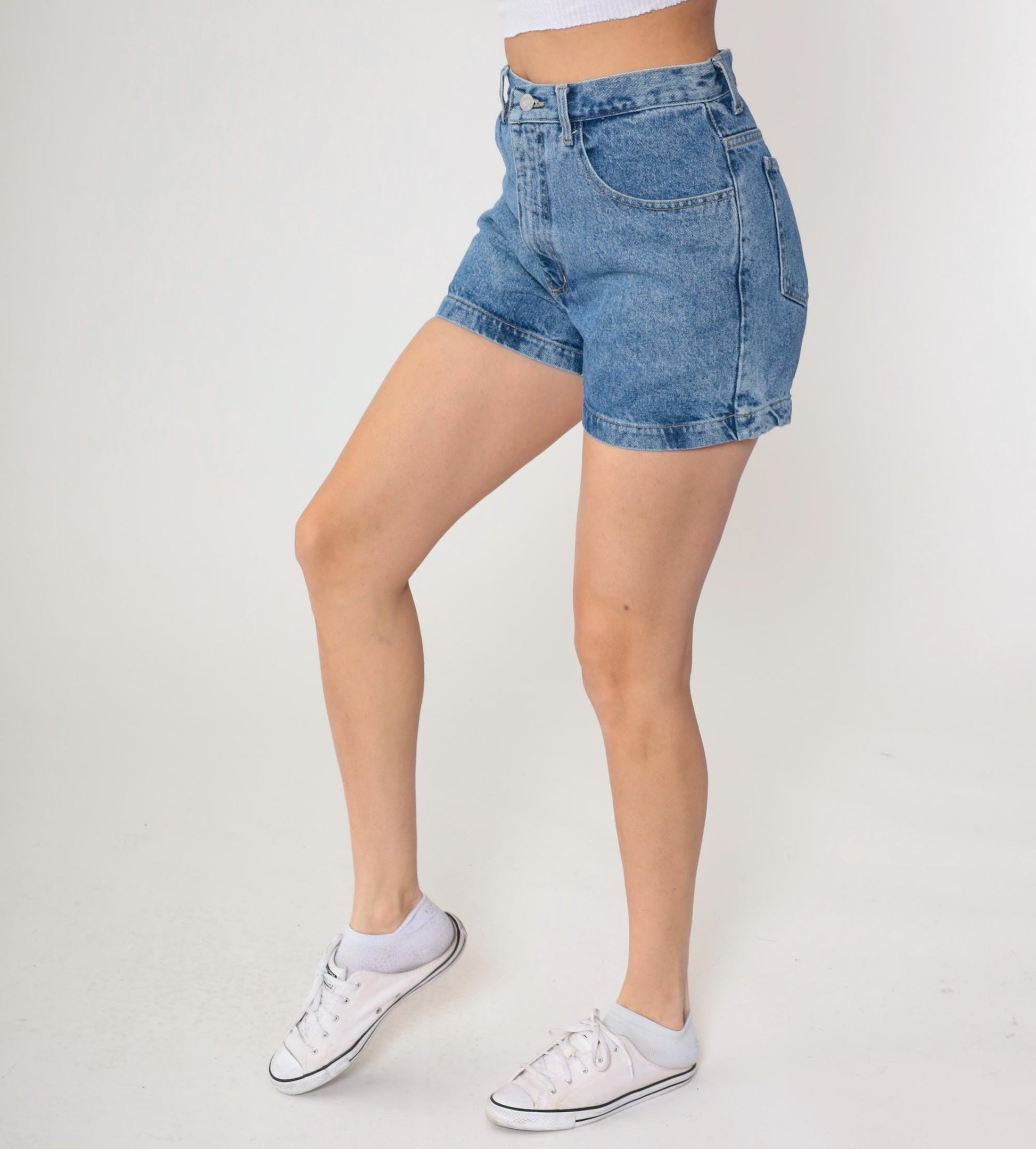 90s Guess Light Blue Denim Shorts High Waisted Button Fly Size 30