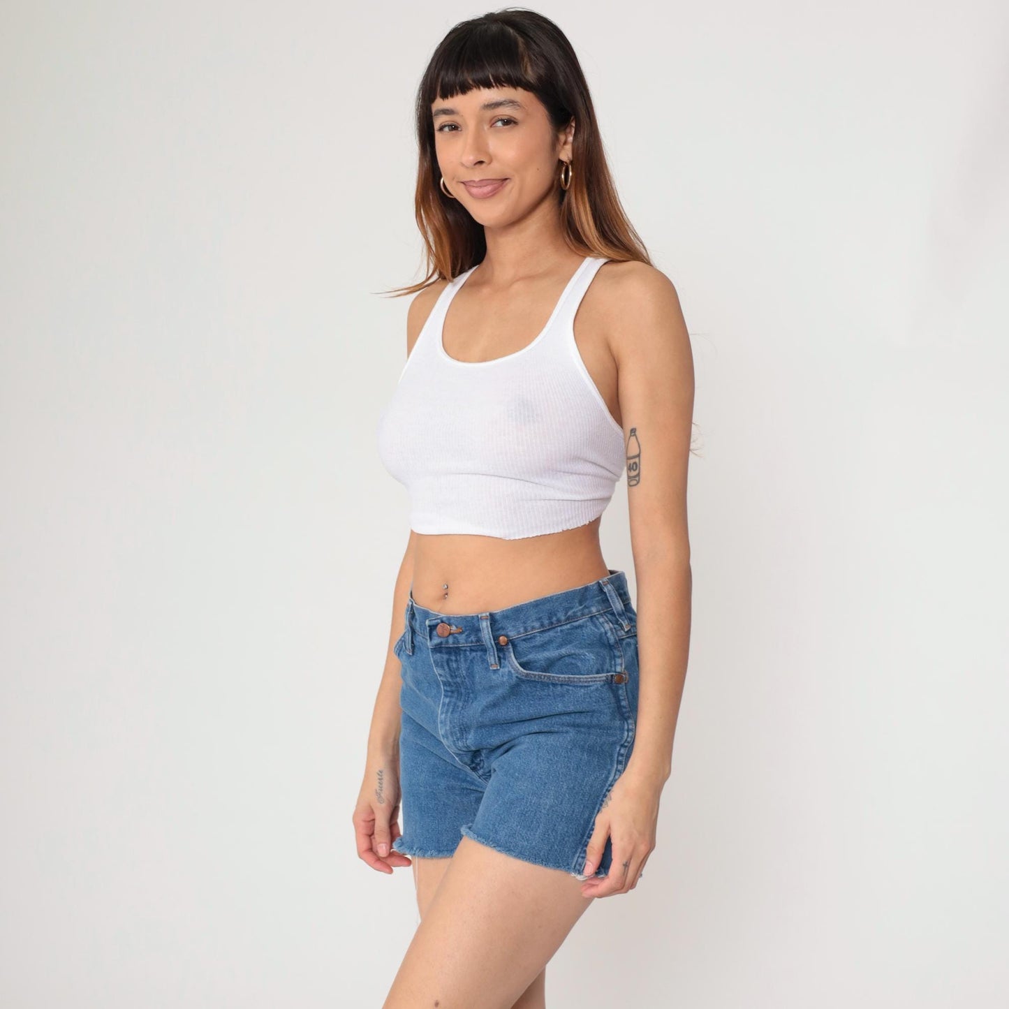 Wrangler 90s High Waisted Denim Cutoff Shorts Light Wash Cotton Large L