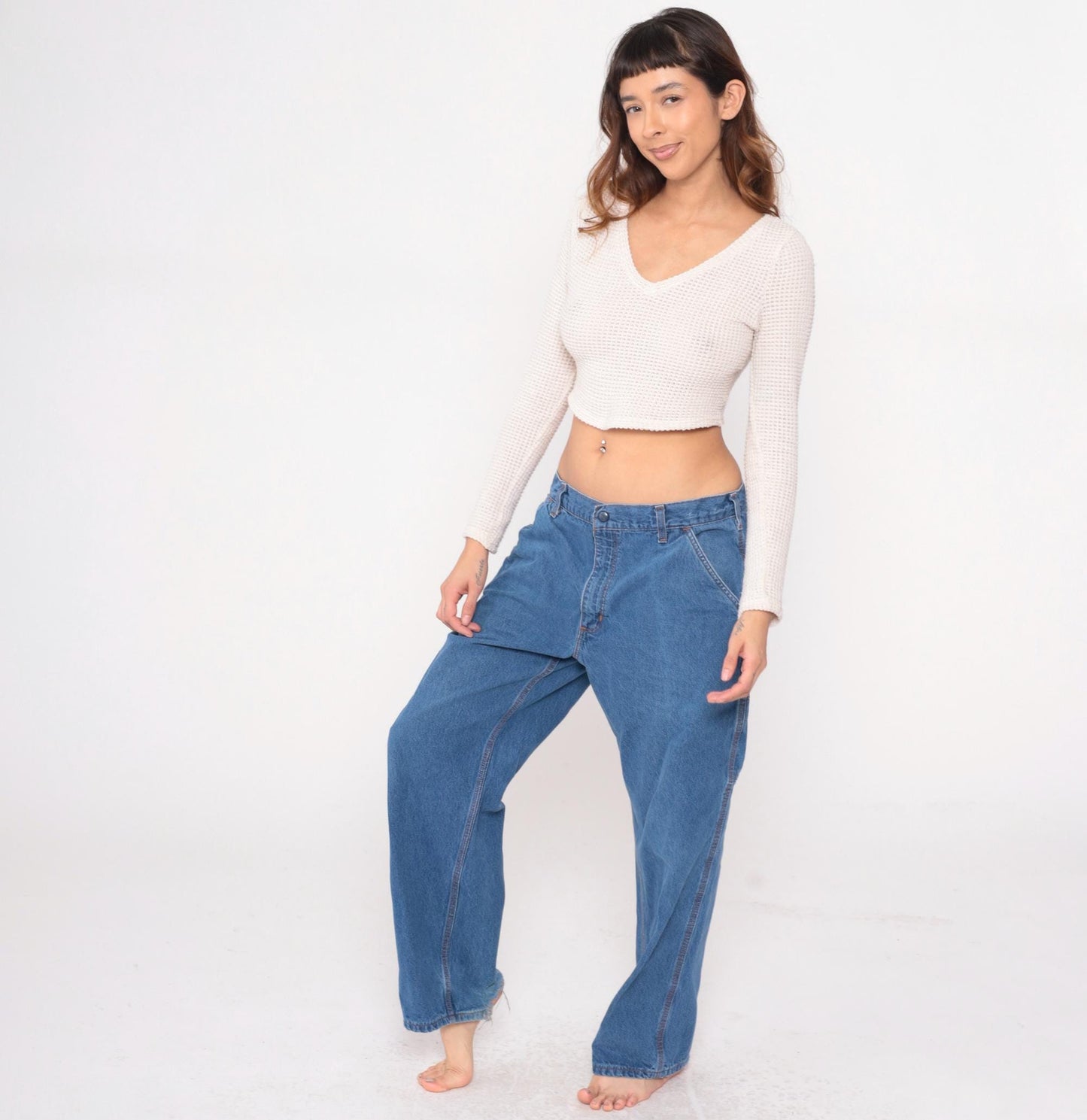 Carhartt Y2K Medium Wash Carpenter Jeans Blue Denim Cargo Straight Leg Extra Large