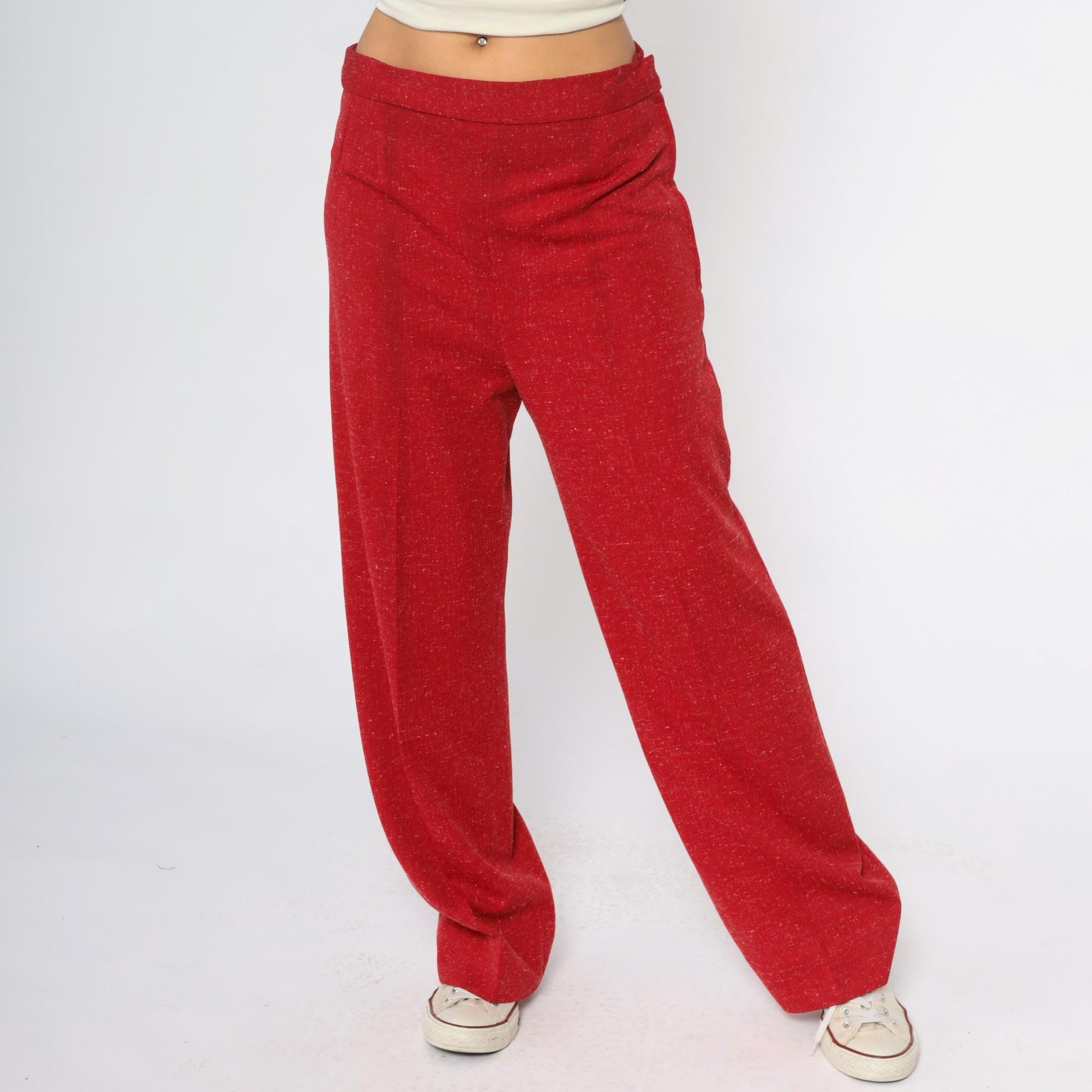 70s Burgundy Wide Leg Palazzo Pants High Waisted Flared Medium M