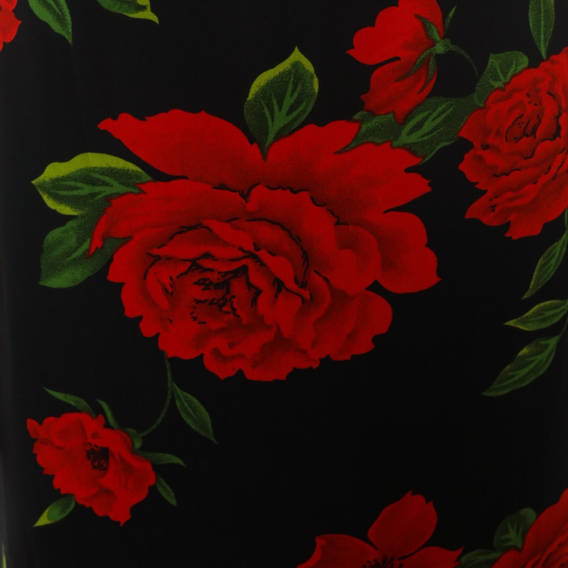 90s Black Maxi Dress Red Rose Floral Print Sleeveless Scoop Neck Medium