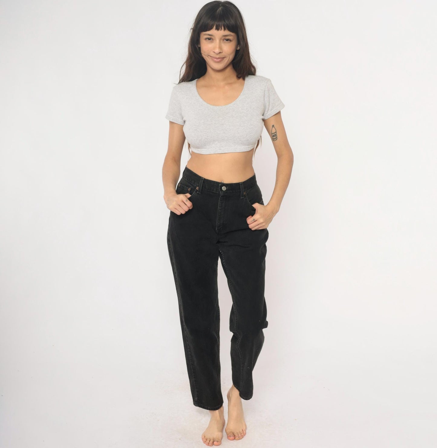 Levi's 550 Black High-Waisted Straight Leg Jeans Y2K Denim Medium
